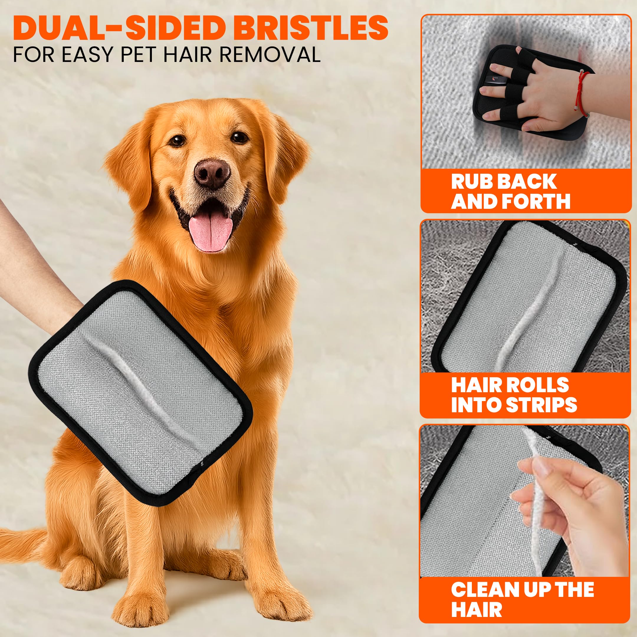 CALMZY 1 guanto elettrostatico per la rimozione dei peli di cani e gatti, per rimuovere la pelliccia di divani, tappeti, mobili, auto, biancheria da letto, facile pulizia e toelettatura, migliora le