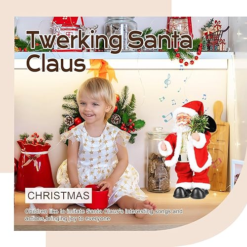 SdeNow Twerking Santa Claus,Booty Shaking Walking Circle Santa Claus Singing and Dancing Musical Christmas Toys Animated Santa Claus Figurines-Spanish Song