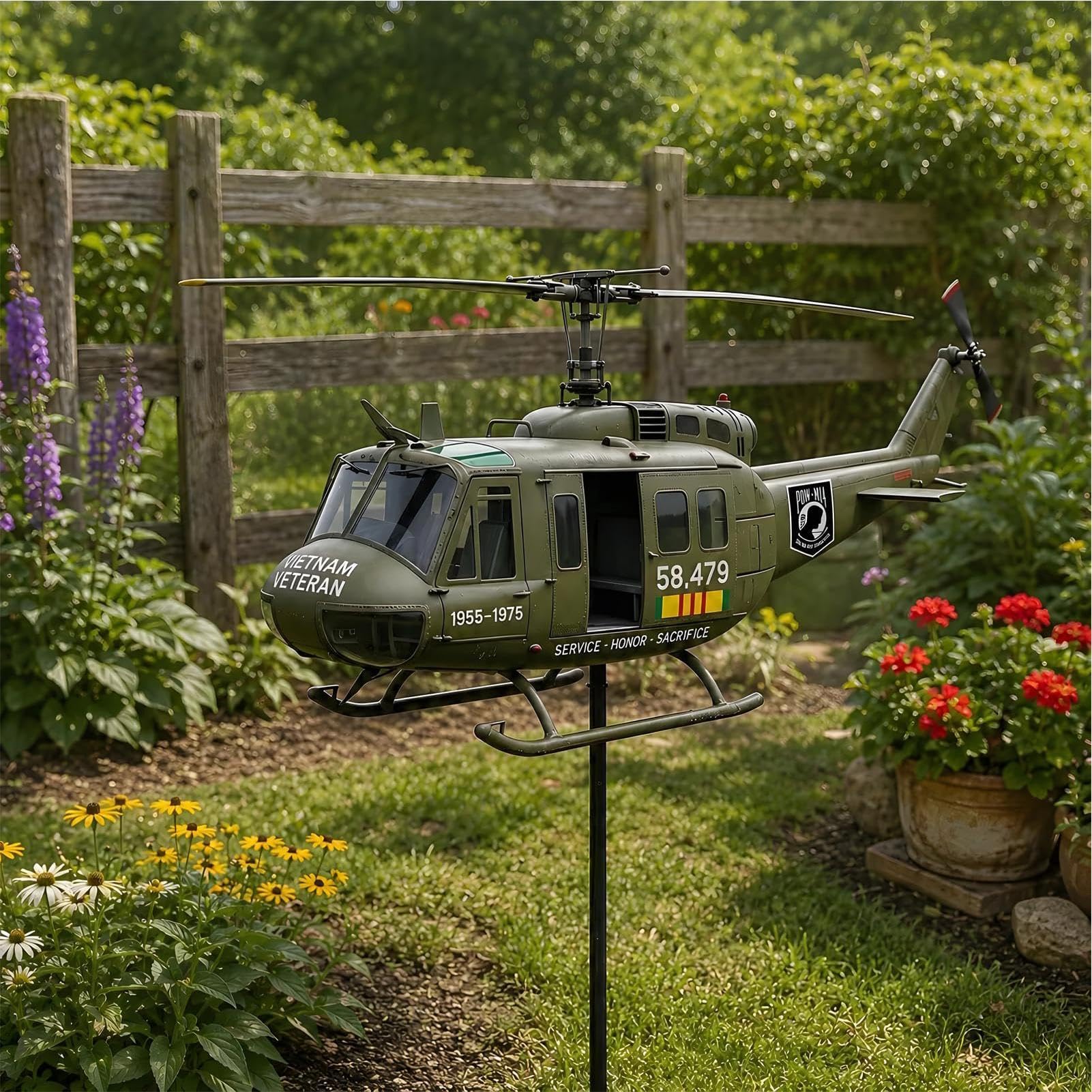 Flugzeug Wetterfahne, Hubschrauber Windspiel, Metall Windspiel Für Hof Und Garten, 3D Windfänger Skulptur Mit Rotierendem Windrad Für Garten, Außenbereich, Rasen, Terrasse, Deck, Hinterhof