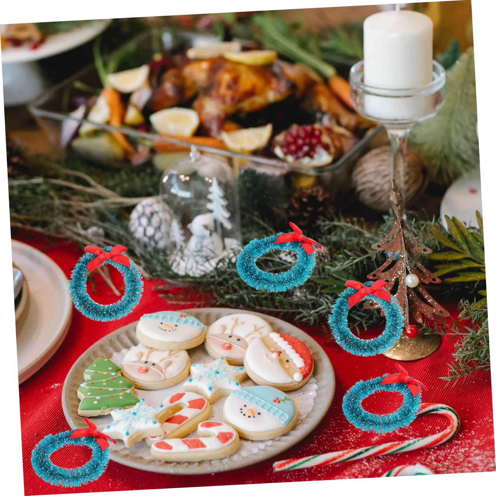 ABOOFAN 48 Pièces Guirlande de Noël guirlandes Jouets Petite Couronne de Noel Mini Maison Mini-Jouets décor Mini-Couronne couronnes de Noël Miniature Meubles Soie de sisal Naturel
