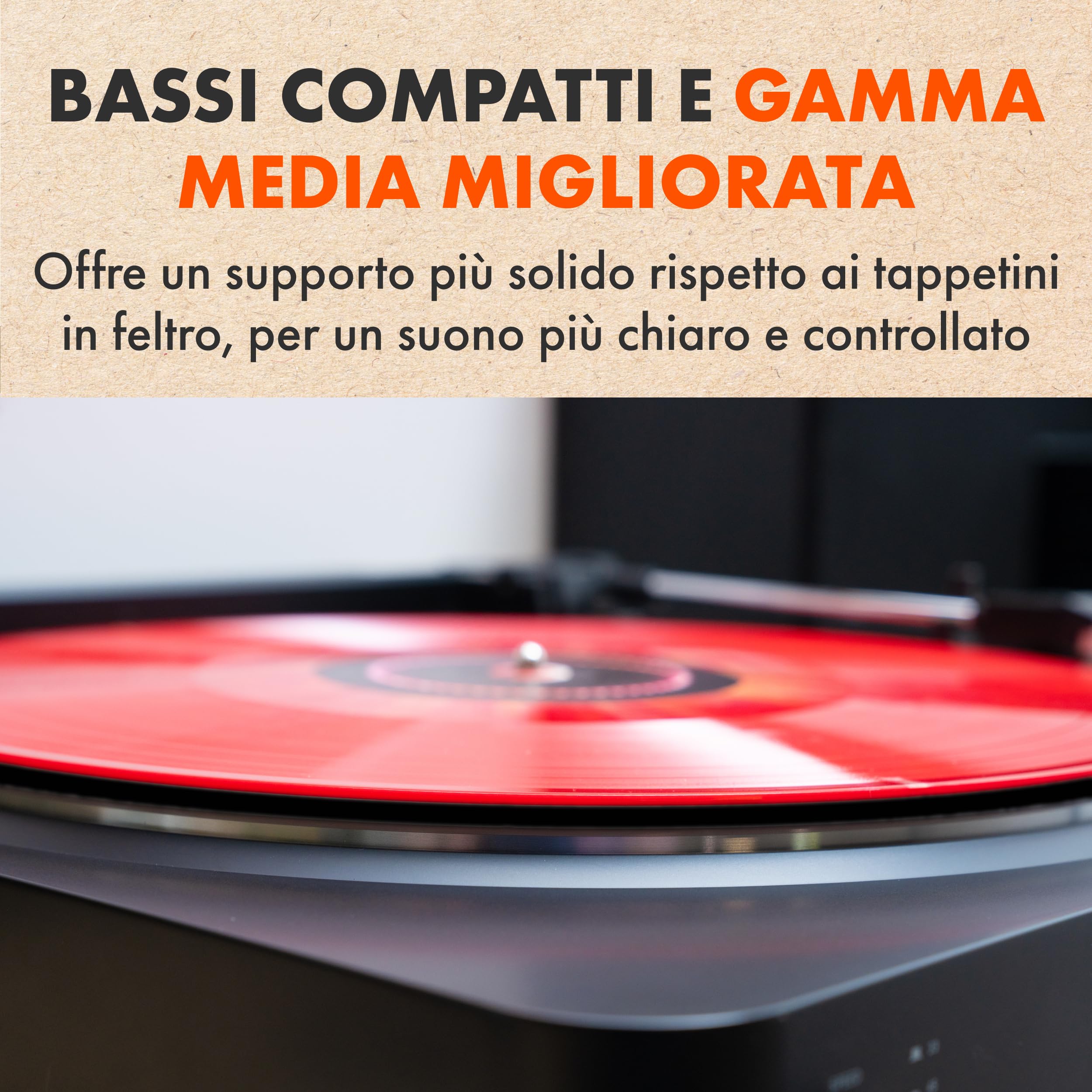 Tappetino acrilico nero per giradischi | SPINCARE Premium 4 mm Slipmat Giradischi | Migliora il suono dei vinili | Copri giradischi Hi-Fi per lettore dischi in vinile