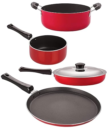 Nirlon 3 Layer Non-Stick Coated Aluminium 4 Piece Kitchenware Utensil with Bakelite Handle