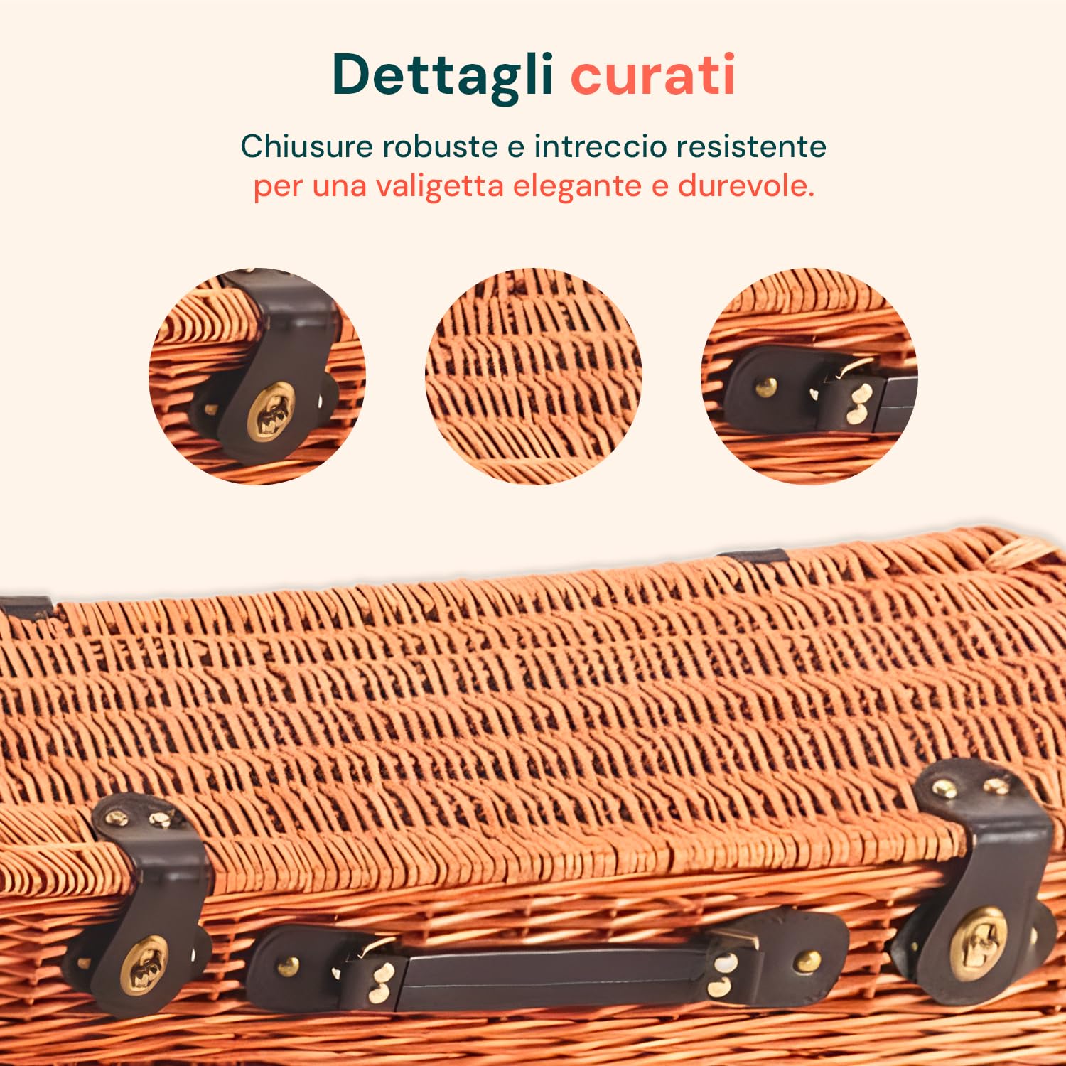 Avilia Bolsa de Herramientas para Barbacoa de Mimbre, Juego de Barbacoa portátil con 5 Accesorios en maletín, Kit para Barbacoa de Camping, Herramientas de Barbacoa de Viaje y Picnic al Aire Libre