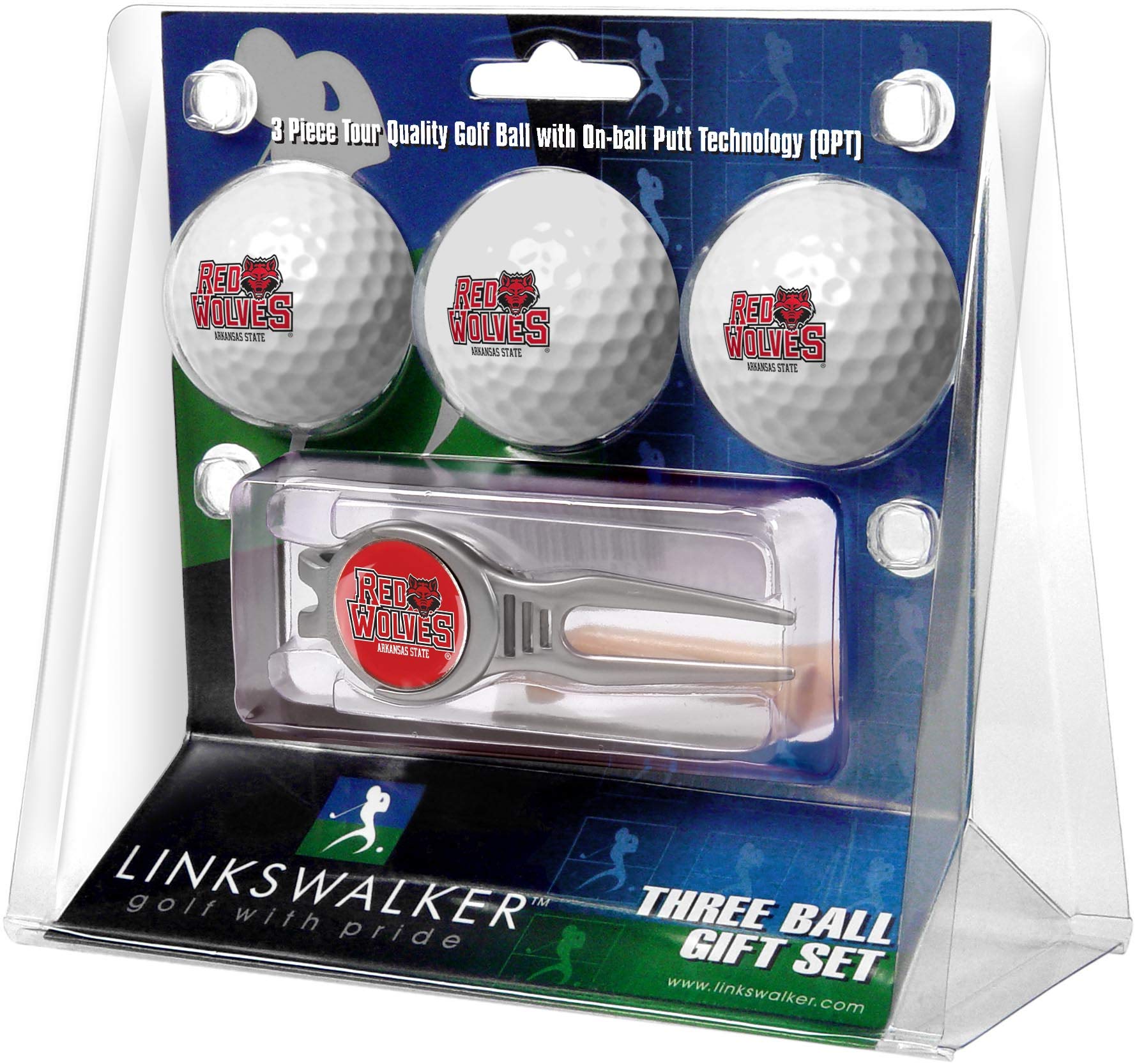LinksWalkerNCAA Arkansas State Red Wolves - Kool Tool 3 Ball Gift Pack