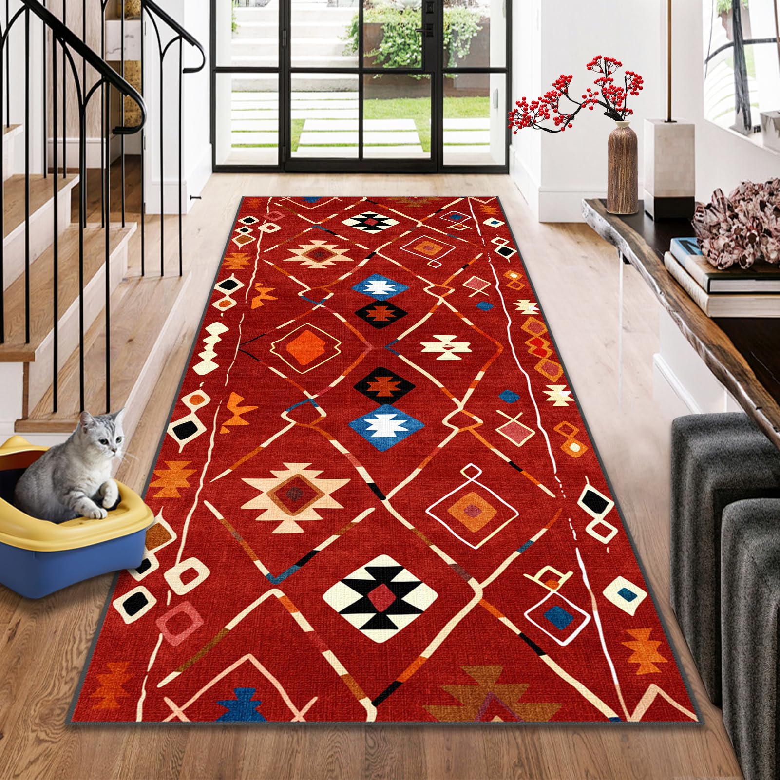 Carpet Runners for Hallways Non Slip Long Custom Kitchen Runner Mat large Machine Washable Kitch Carpets Protectors Floor Mats Hallway Hall Runner Narrow Rugs for Entryway Area Bedroom 80 x 230 cm