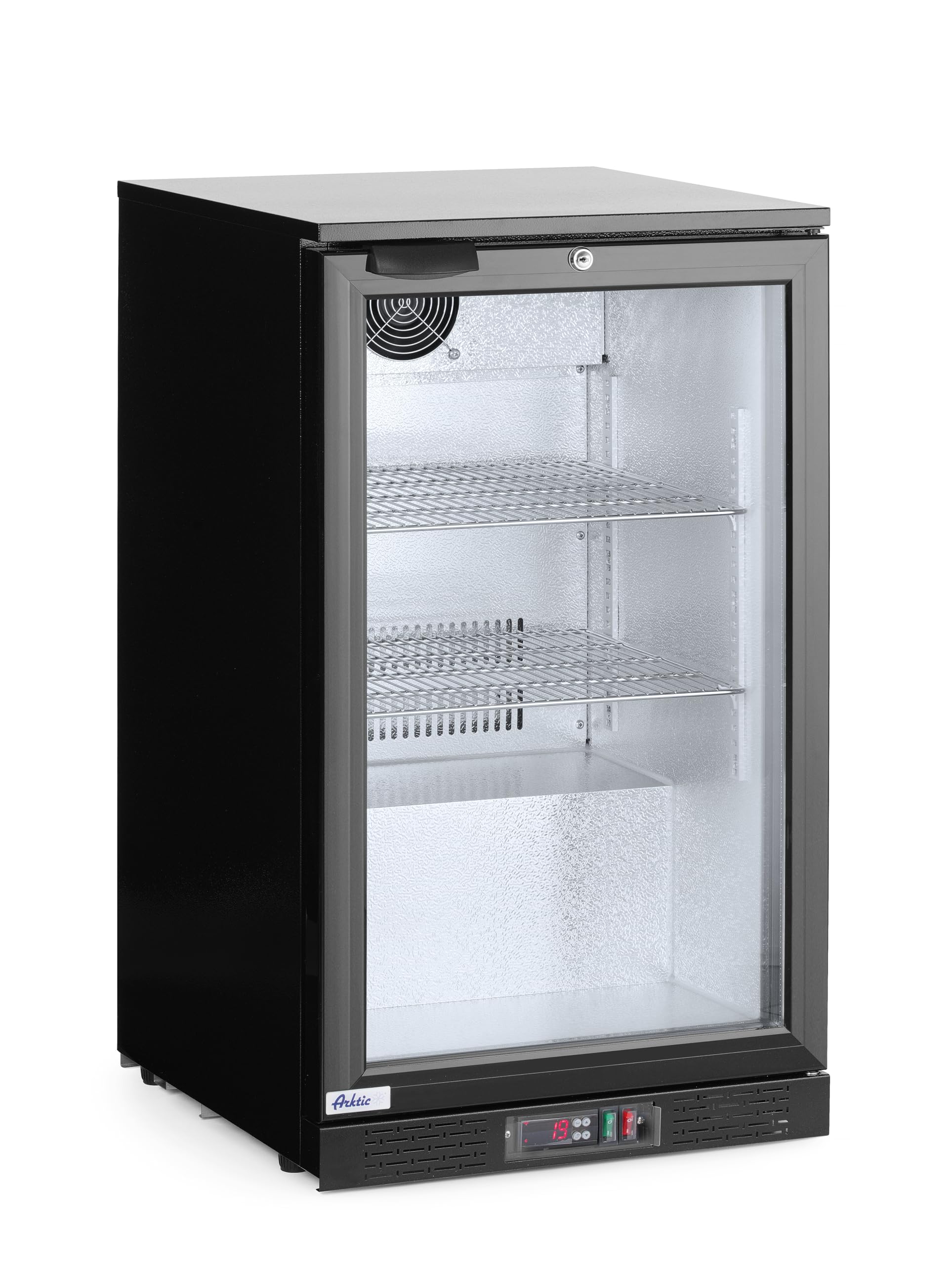 HENDI Refrigerador bajo mostrador para bebidas Arktic, 1 puerta, 86L, 0 a 10°C, 220-240V, 120W, 500x530x(H) 865mm, acero con recubrimiento en polvo negro