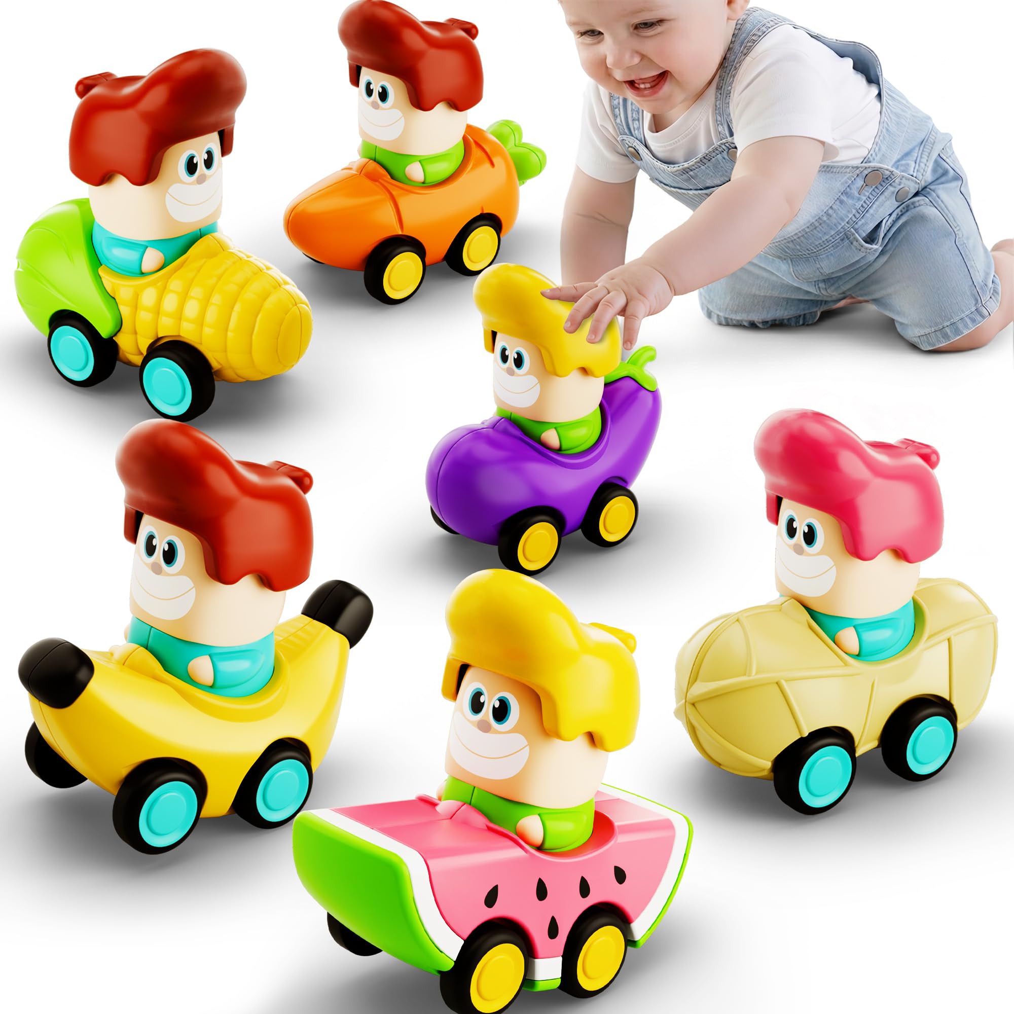 Press-to-Go Fruit Racing Cars for Toddlers