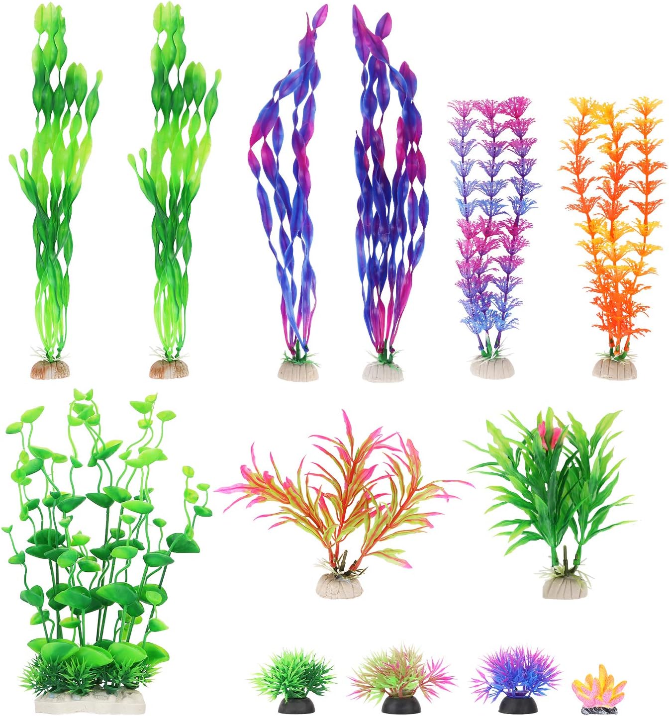 Plastic Artificial Aquarium Plants Set, Useekoo Aquarium Plants Plastic