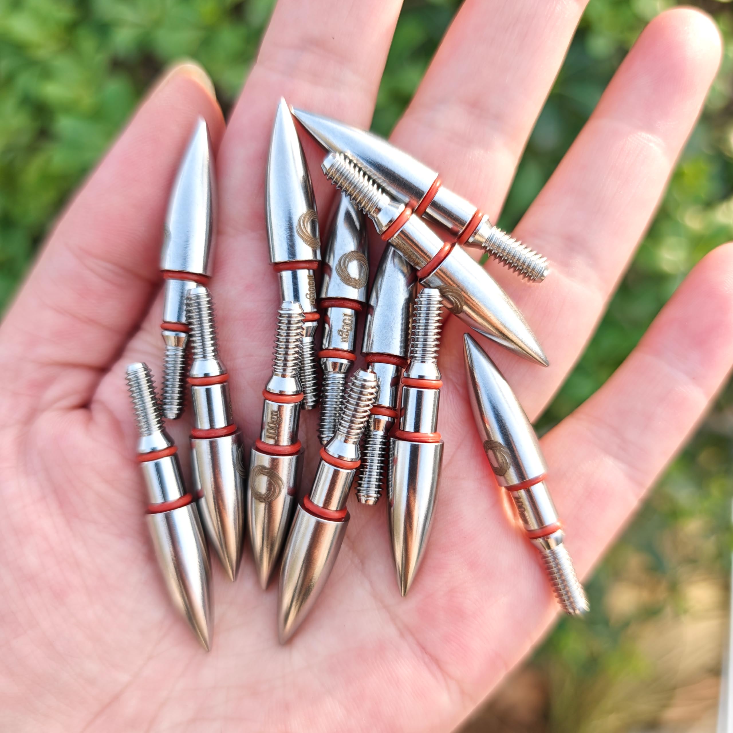 SHARROW 12pcs Pointe de Flèche de Tir à l'arc Conseils de Flèche de Contrepoids en Acier Inoxydable 100 Grain Points de Champ Cible de Flèche Broadheads