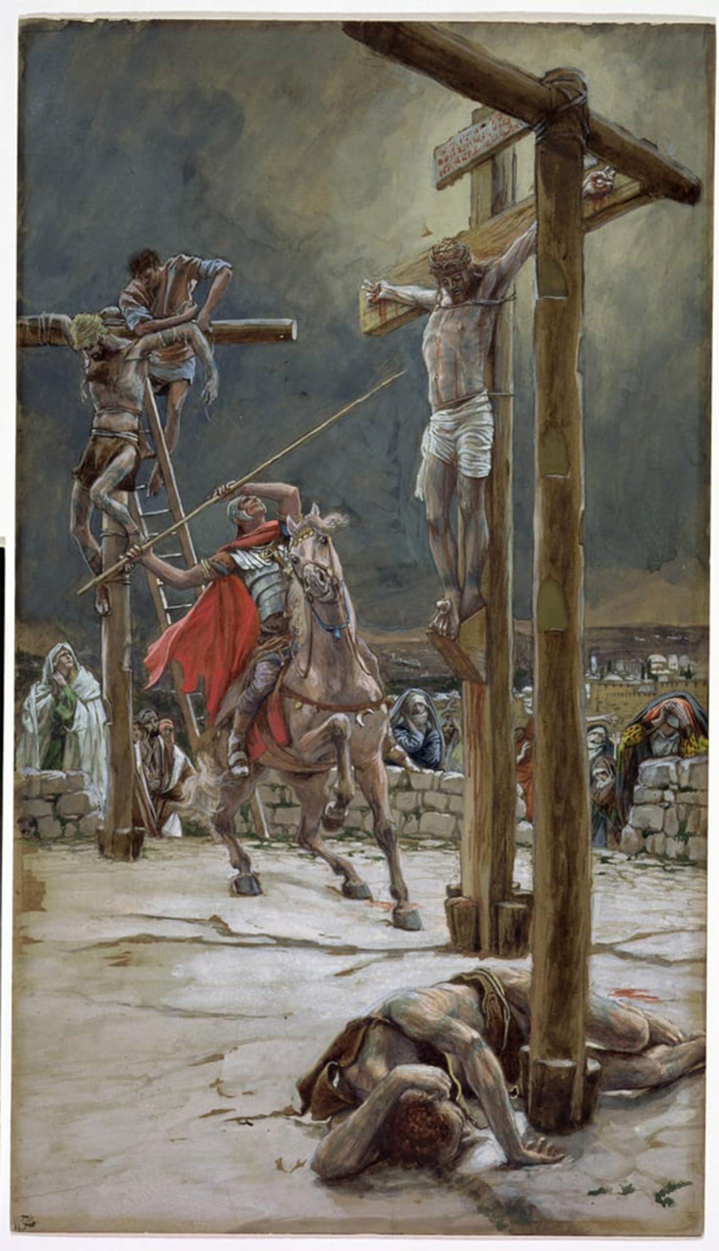 POSTERIIk Famous Modern Artwork Art Mural One of the Soldiers with a Spear Pierced His Side by Jacques Oil Paintings Pictures for Home Decor 60x90cm