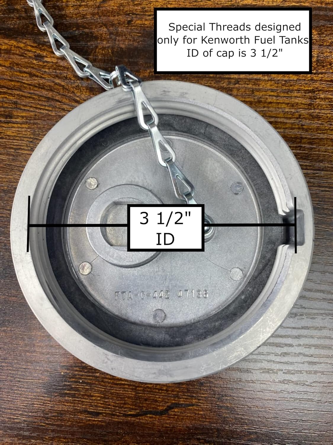 Fuel Cap for Kenworth Trucks - Non-Locking, Low Sulfur Diesel Made in America Compatible with K22-1024 Fuel Tank Accessories FTA-C-442