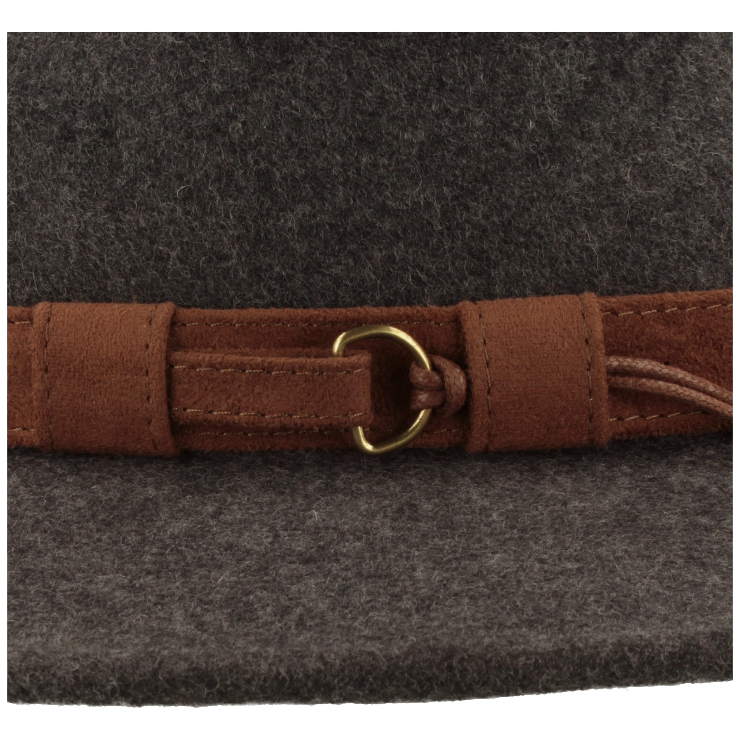 Breiter Rollbarer Outdoor Filzhut Trekkinghut 100% Wolle Hut Wasserabweisend Faltbar Ledergarnitur Herren und Damen Hellgrau 60