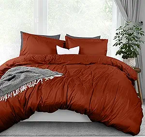 Utopia Bedding Duvet Cover Queen Size - 3 Piece with Zipper Closure - 1 Comforter Cover 90X90 Inches & 2 Pillow Shams 20X26 Inches (Orange) Comforter Not Included
