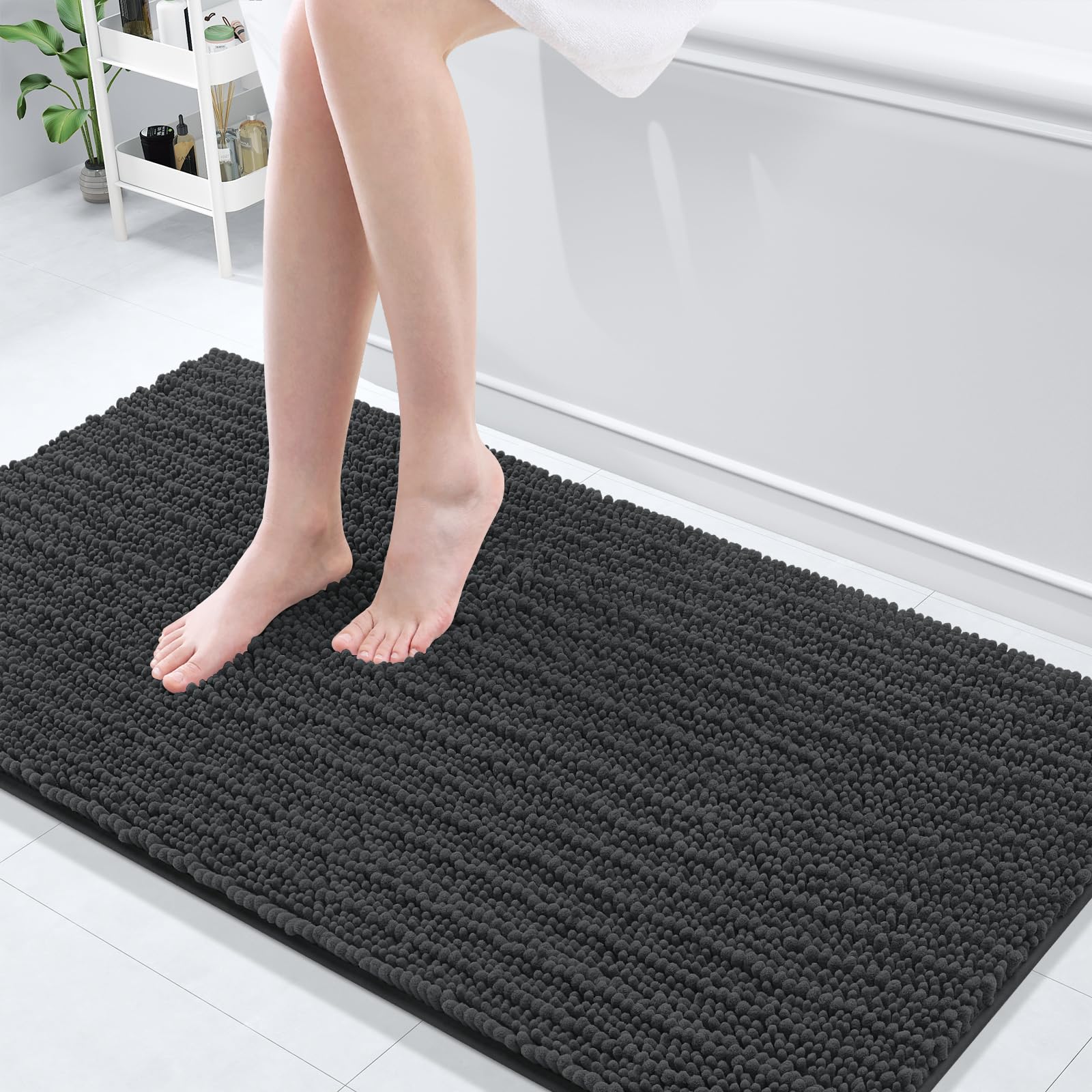 Arotive Luxury Bathroom Rugs 60x24, Extra Soft Thick Absorbent Shaggy Chenille Bath Rugs, Non-Slip Machine Wash Dry, Bath Mats for Bathroom Floor, Tub