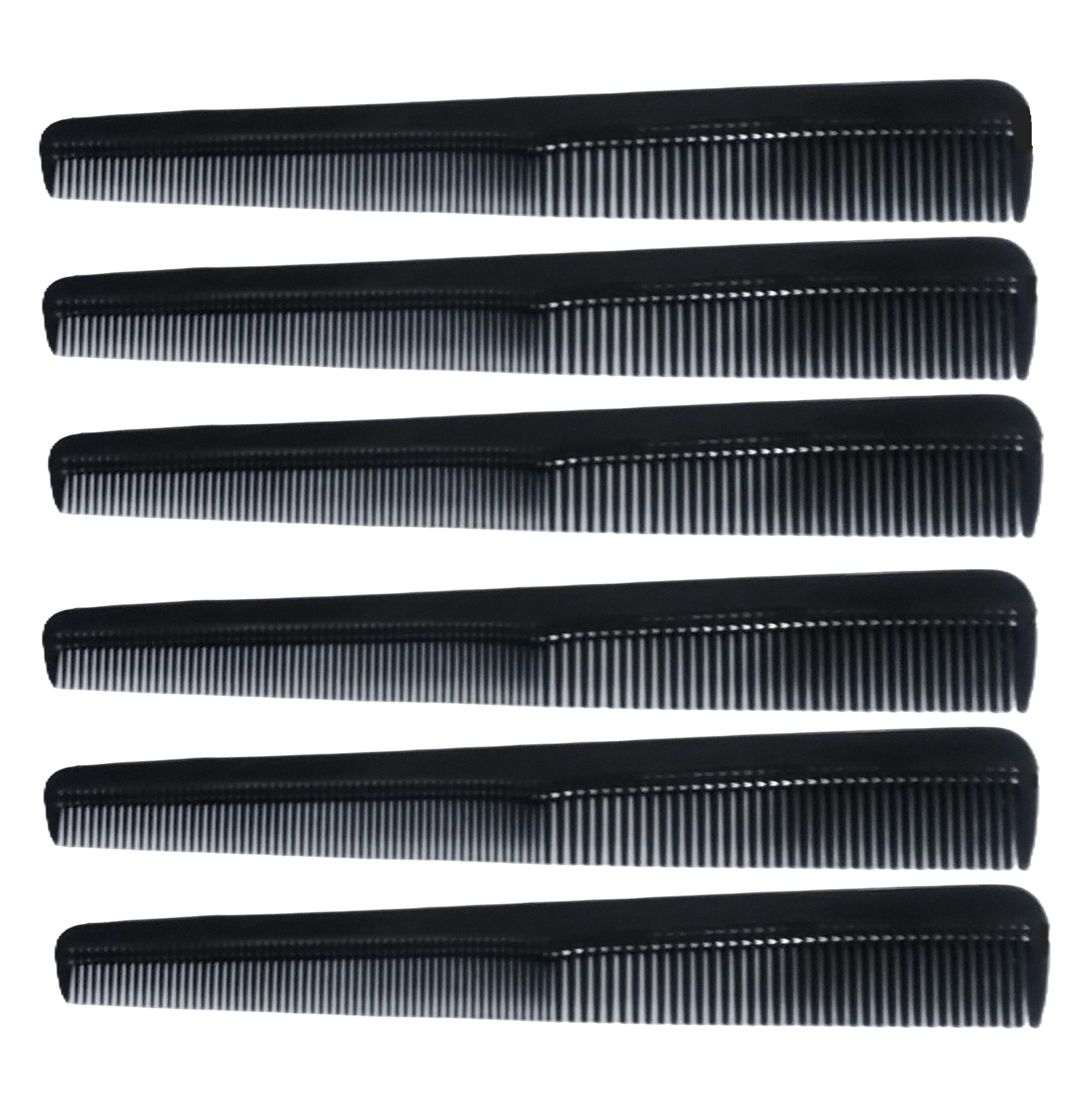 Professional Hair Styling Combs, 7 Inch Plastic Barber Combs for All Hair Types, (Black) 6 Pcs (Black)