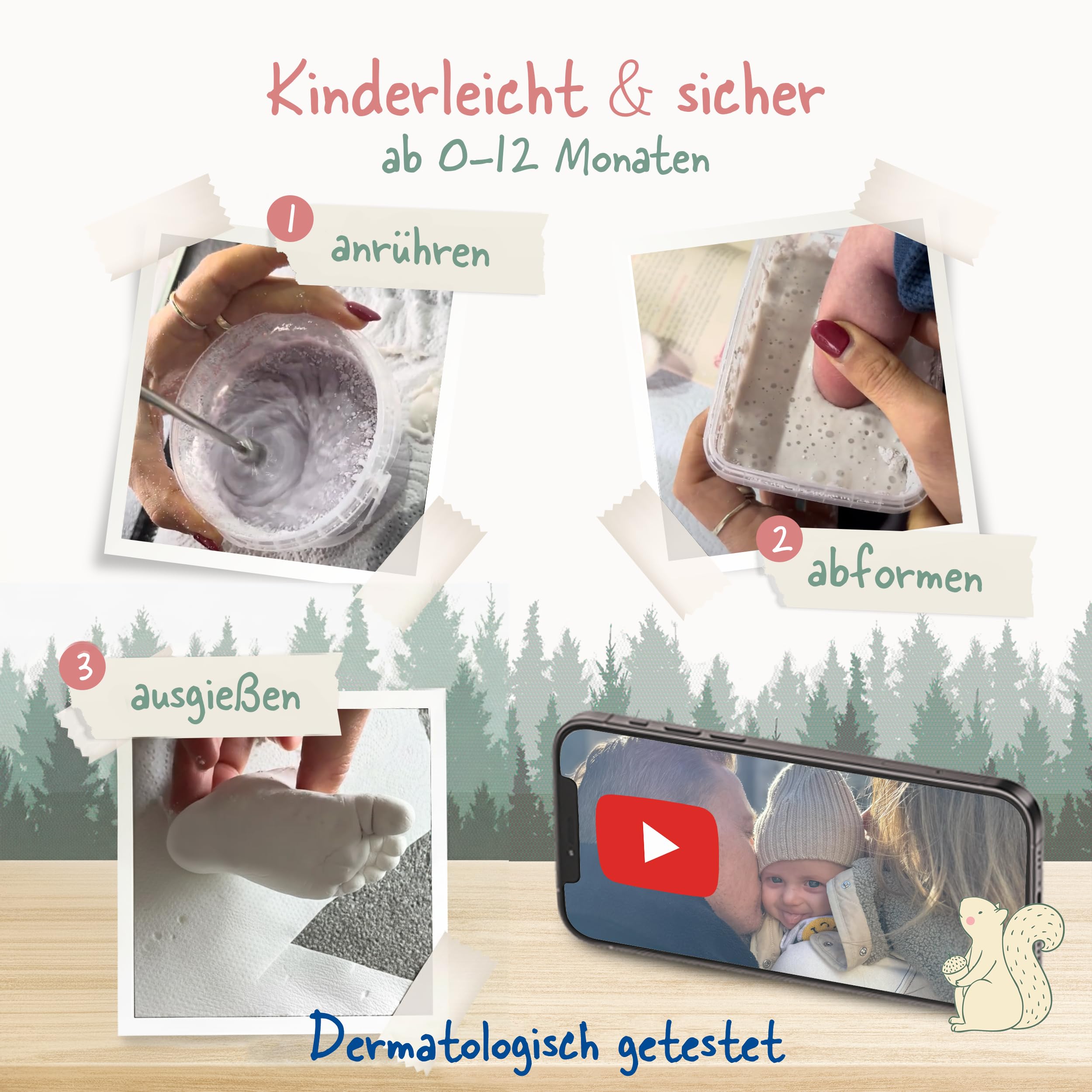 SOULBABY® Gipsabdruck Hand und Fuß [4 Abdrücke] I 100% Made in Germany I Geschenk Geburt Junge & Mädchen | Fußabdruck & Handabdruck (Gipsabdruckset Hand und Fuß)