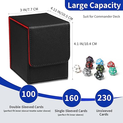 Miniatura 2 de Caja de cartas con 2 divisores, caja de almacenamiento de tarjetas coleccionables de capacidad estándar para más de 80 tarjetas de doble manga,