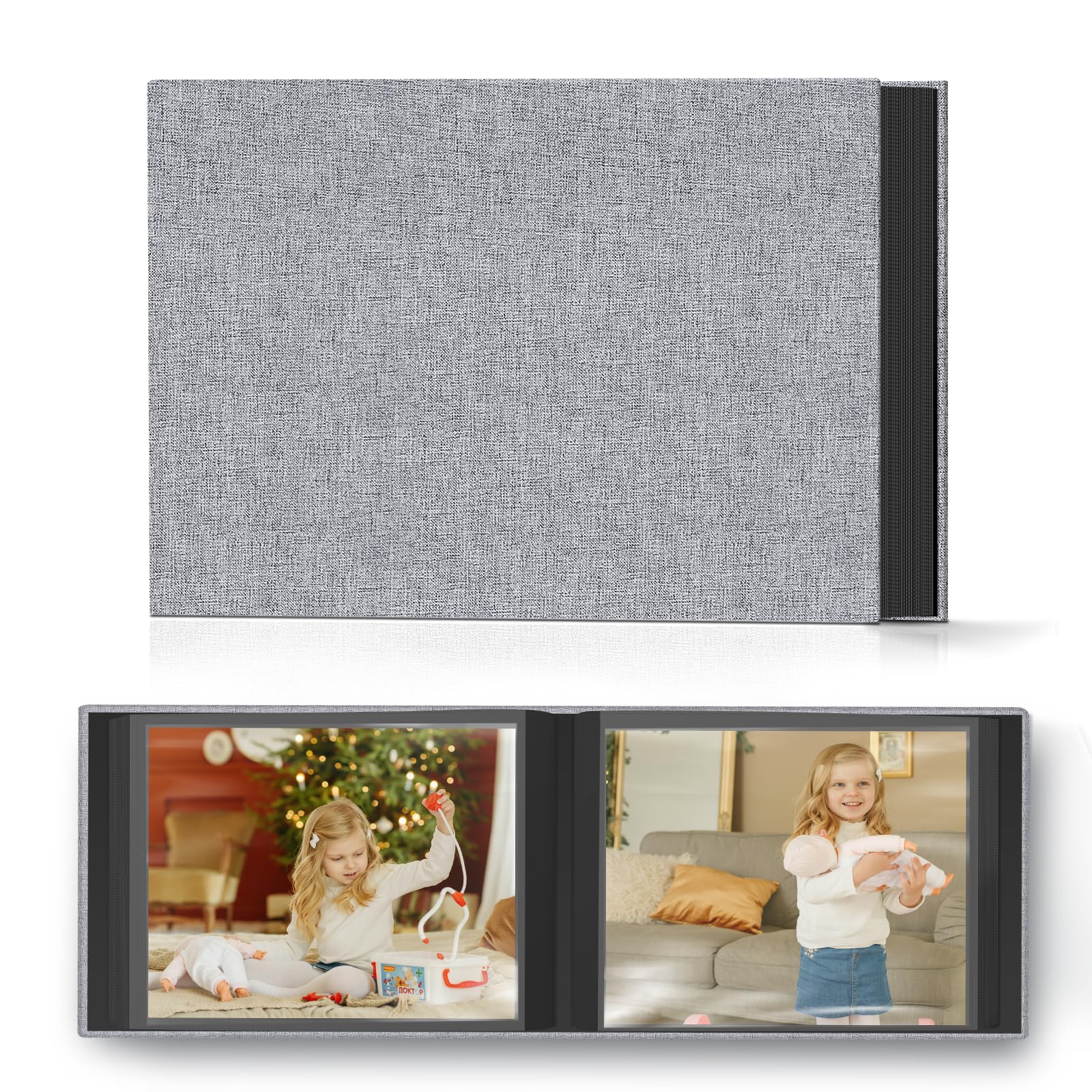 Popotop Photo Album 4x6 48 Pockets for Wedding Gifts,Linen Hardcover Picture Albums for Family Anniversary Baby Vacation Pictures