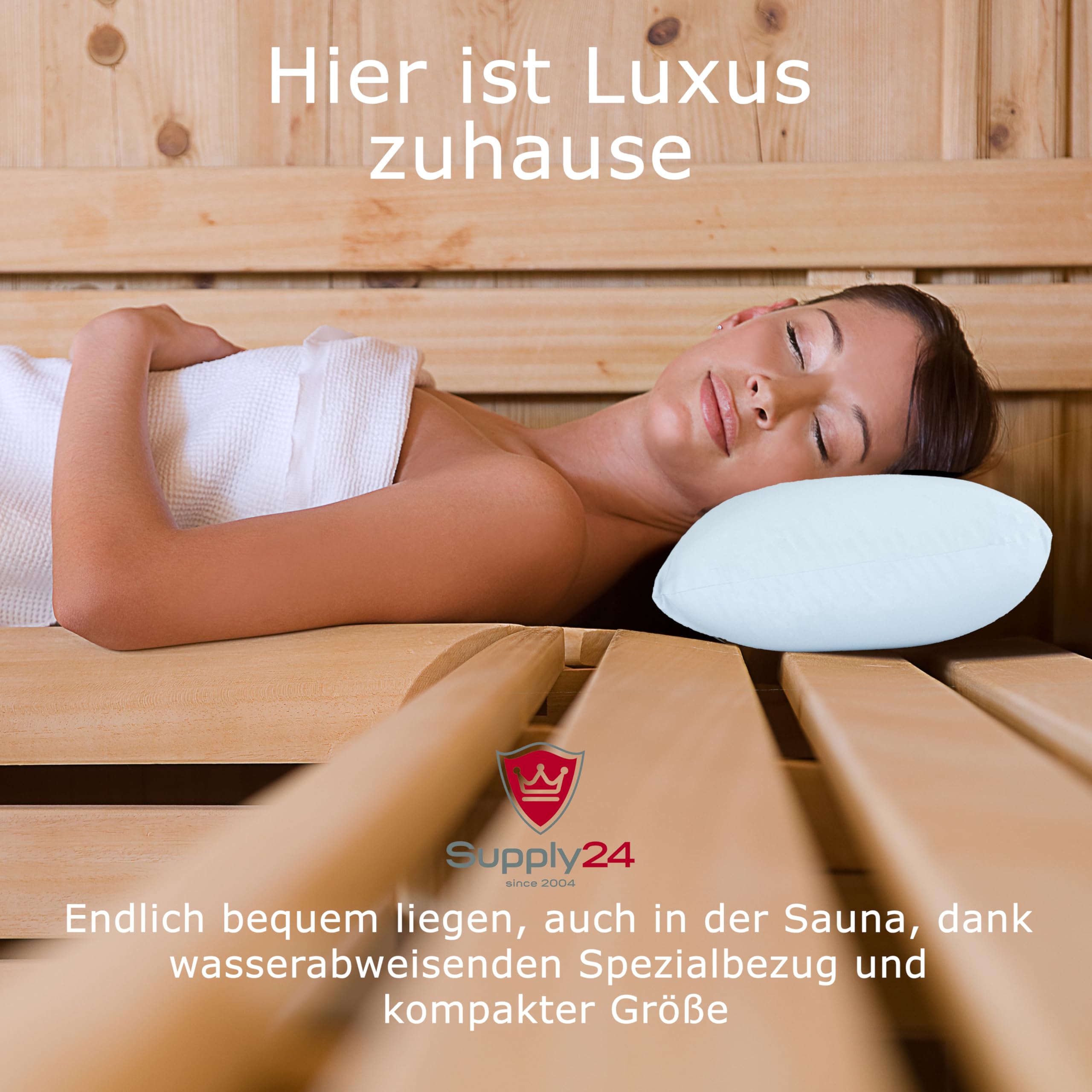 Supply24 since 2004 Orthopädisches Gelschaum-Saunakissen 40x24x12 cm – Made in Italy | Ergonomisch & wasserabweisend | RG60 Gelschaum | Hitzebeständiger Waschbarer Bezug (90°C) Gel Kopfkissen Weiß