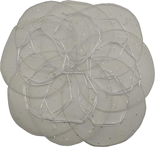 Miniatura 4 de Ankirol 100 bolsas de organza transparente con cordón redondo de organza para joyas, bolsa de dulces de 10.2 in10.2 pulgadas de diámetro para