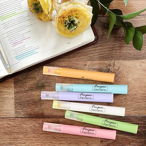 Miniatura 8 de FINPAC Funda grande para la Biblia con correa para el hombro, rosa claro + resaltadores de la Biblia, paquete de 6