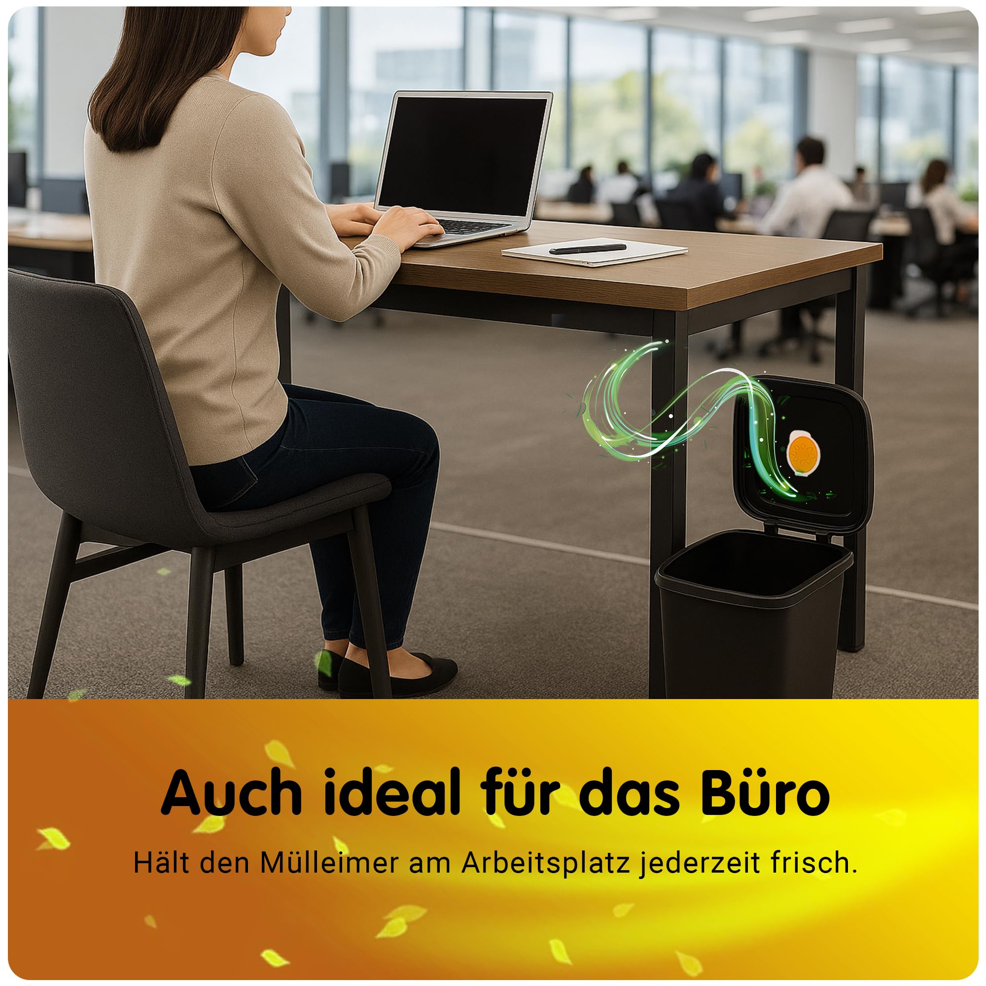 eidem Cubo de basura desodorante 2 en 1, aroma cítrico, neutraliza los olores y proporciona una frescura duradera hasta 5 semanas, fácil de instalar