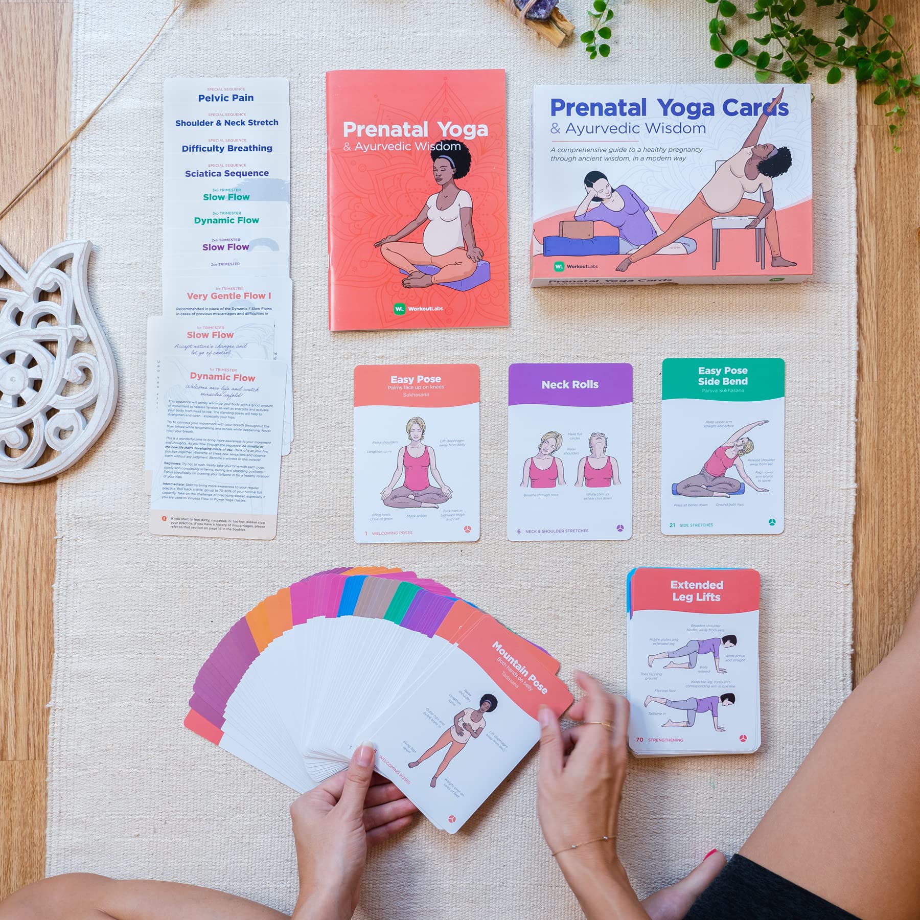 WorkoutLabs Cartes de yoga prénatal et ayurveda – Guide de grossesse saine et consciente avec sagesse ancienne de manière moderne · Cartes et livres de qualité supérieure pour femmes enceintes et