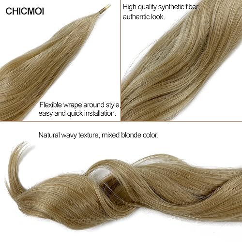 Miniatura 3 de Extensión de cola de caballo Extainson flexible de 32 pulgadas, extensiones de cola de caballo largas, rizadas, onduladas, extensiones sintéticas