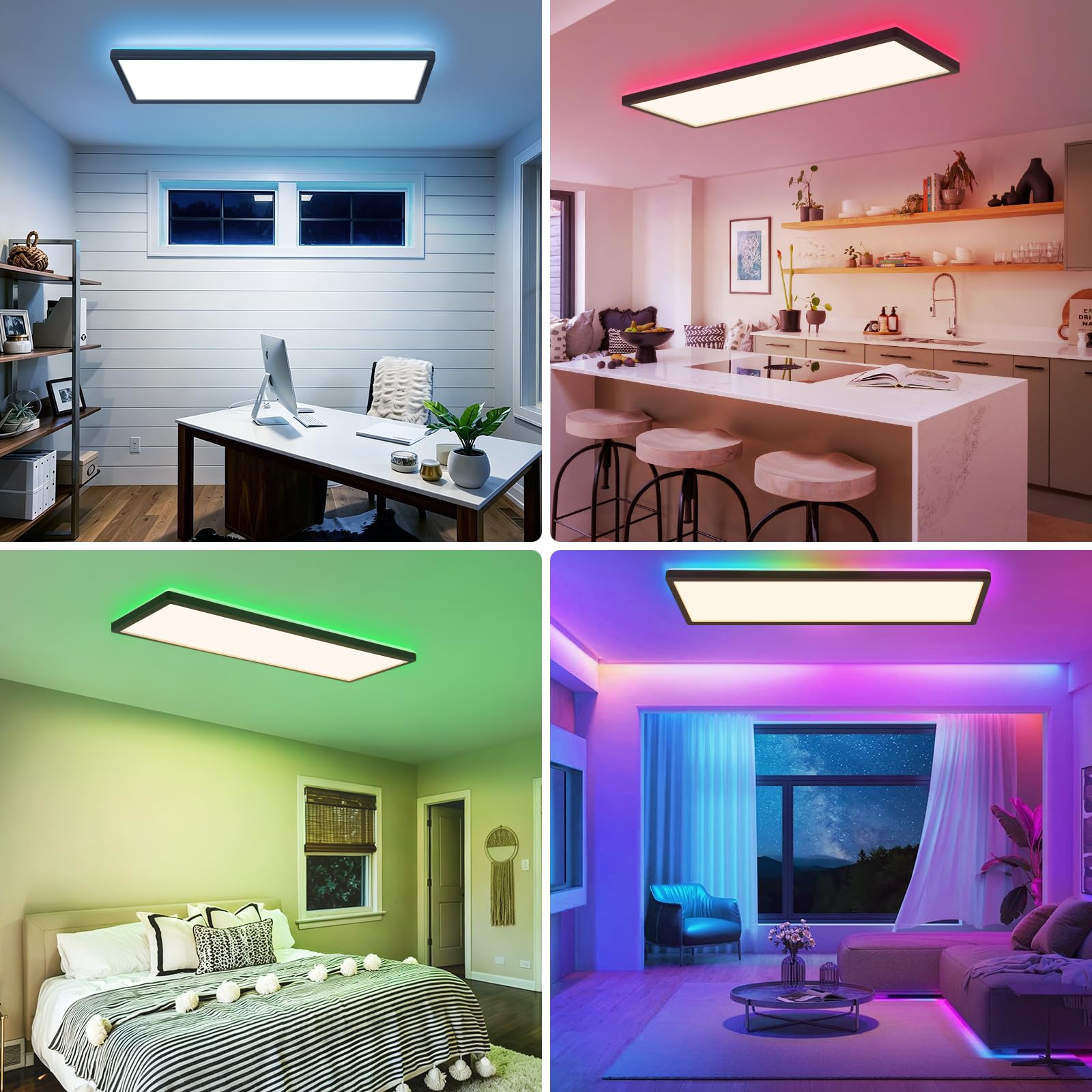 CBJKTX Lampa sufitowa LED z pilotem zdalnego sterowania 58 x 20 cm, panel