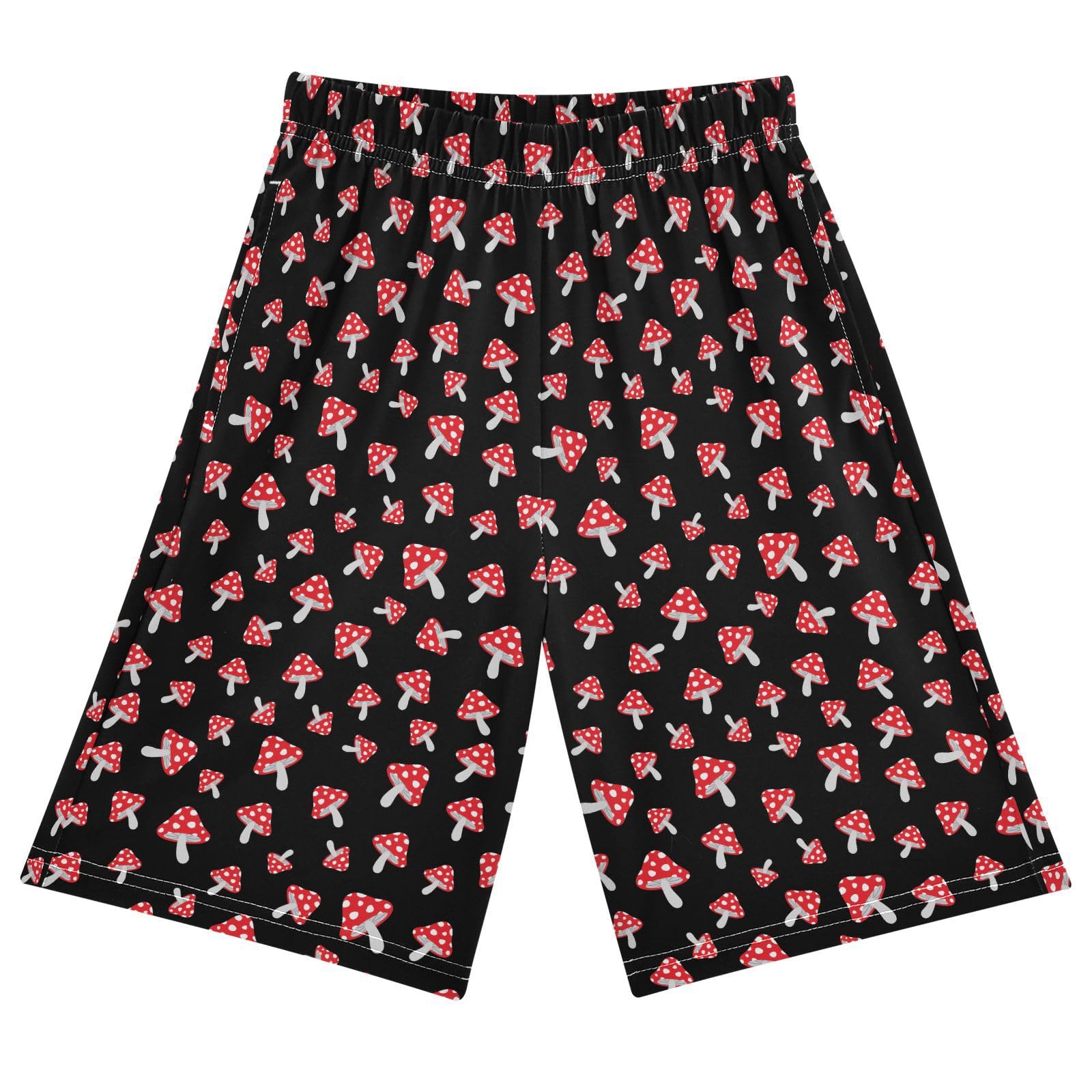 Cartoon Forest Red Mushrooms Boys Athletic Shorts Kids with Pockets Shorts for boy Girl Size 6-8 Years