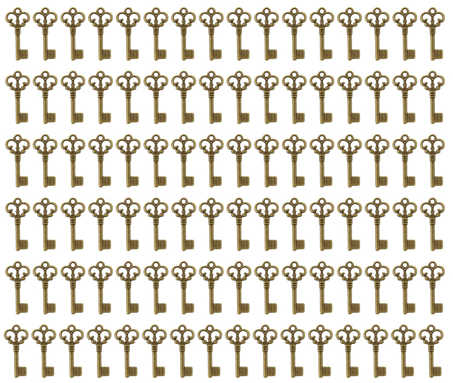 PPhtony Small Metal Vintage Skeleton Keys Charms for Pendant Earring Bracelet Necklace Jewelry Making Wedding Christmas Halloween Party Favors