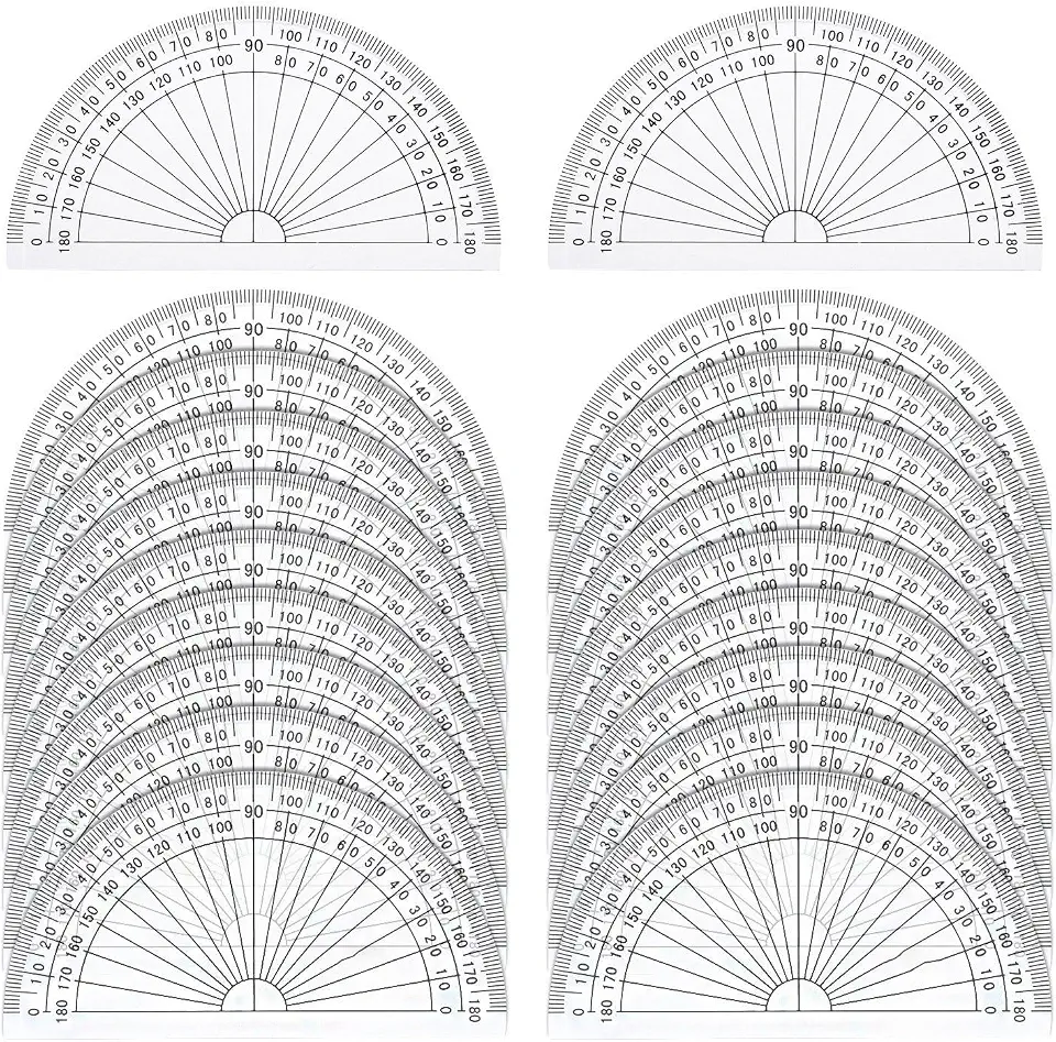 20 Pack Plastic Precise Protractor, MAKINGTEC 180 Degrees 4 In Semicircle Protractor for Angle Measurement for Painting, Measure, Homework, Technical Drawing, Student Prizes, School Supplies (Clear)