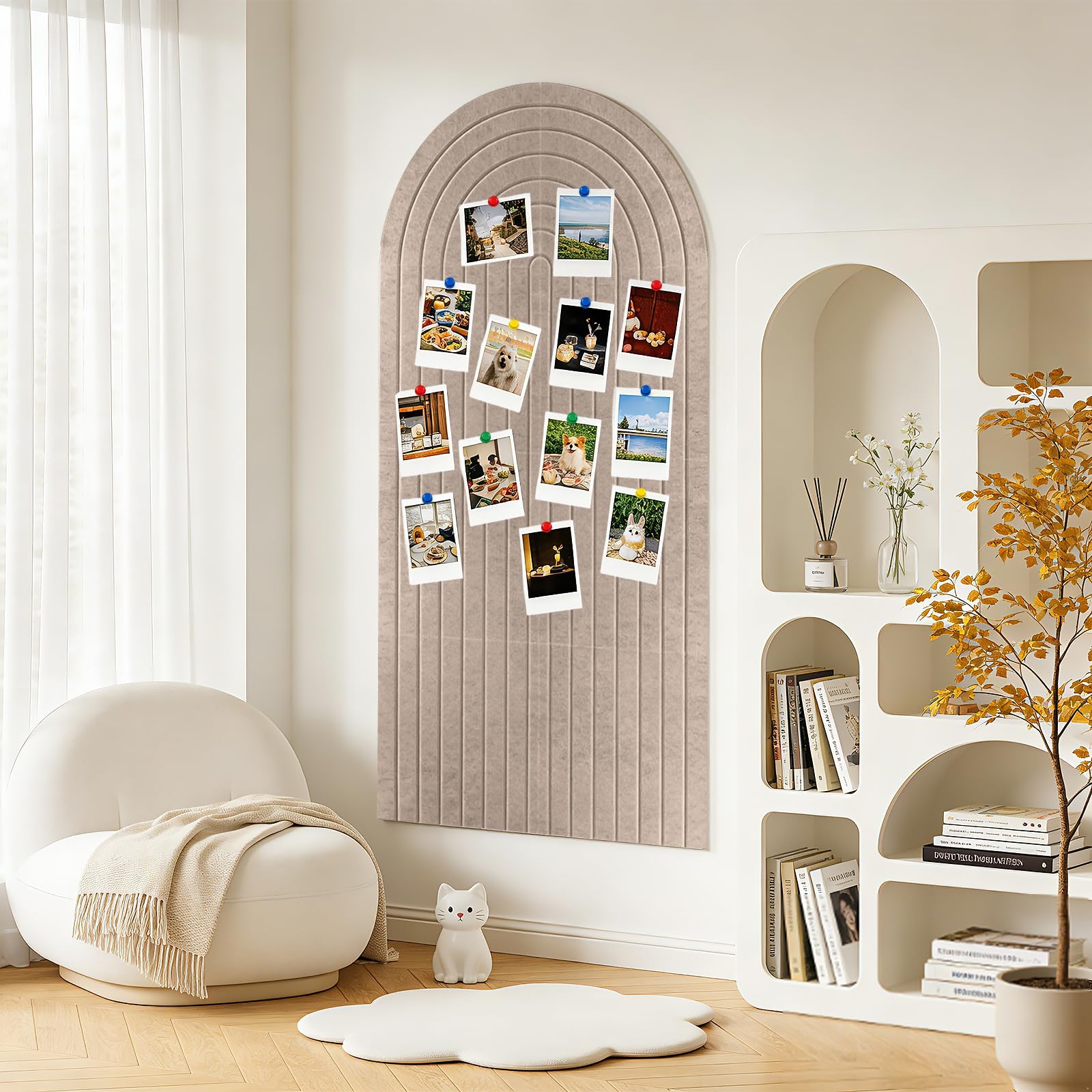 Tableau d'affichage autocollant en feutre épais - Pliable - En liège - Tableau en liège - Planche décorative pour photos, notes, bords - Pour salon, bureau - Chameau foncé - 60 x 120 cm