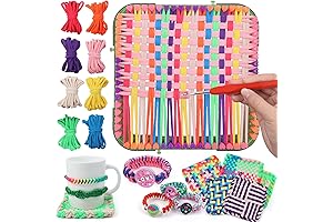 FUNiOi 2-in-1 Pocket Loom Weaving Kit for Kids Ages 6-12