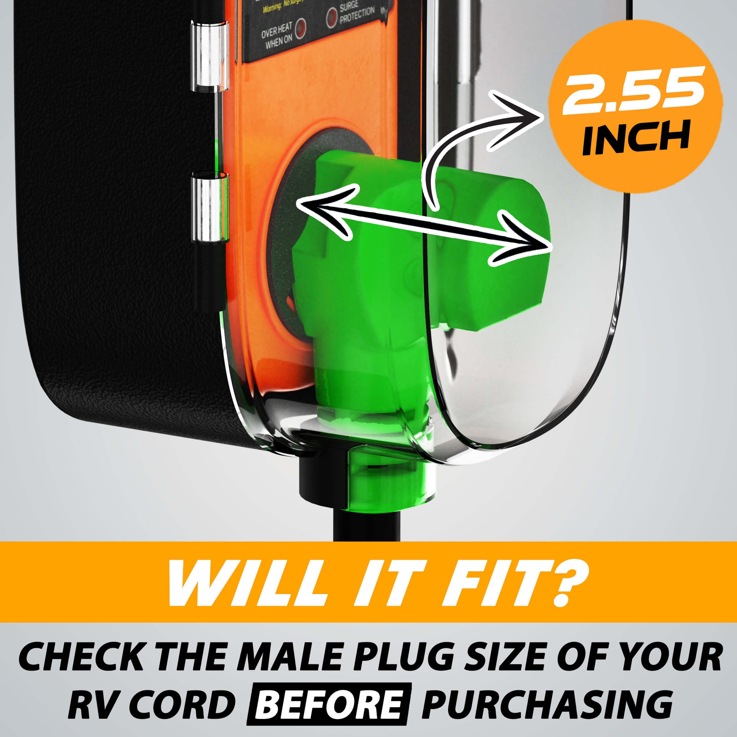 CARMTEK Portable RV Surge Protector 30 Amp with Waterproof Cover - RV Circuit Analyzer with Integrated Surge Protection - Smart 30 Amp Surge Voltage Protector with Grip Handles