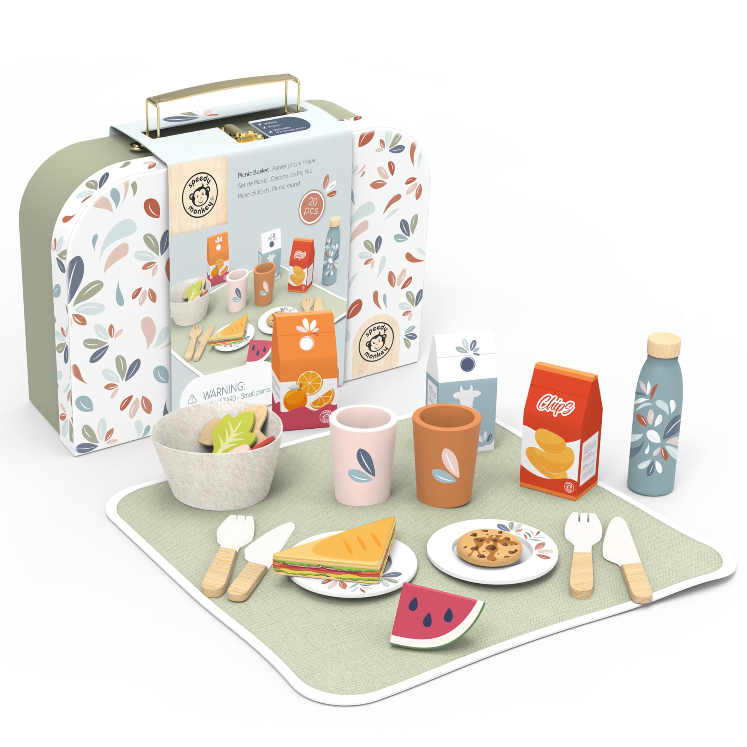 Amazon.com: SPEEDY MONKEY Wooden Picnic Basket Playset – FSC