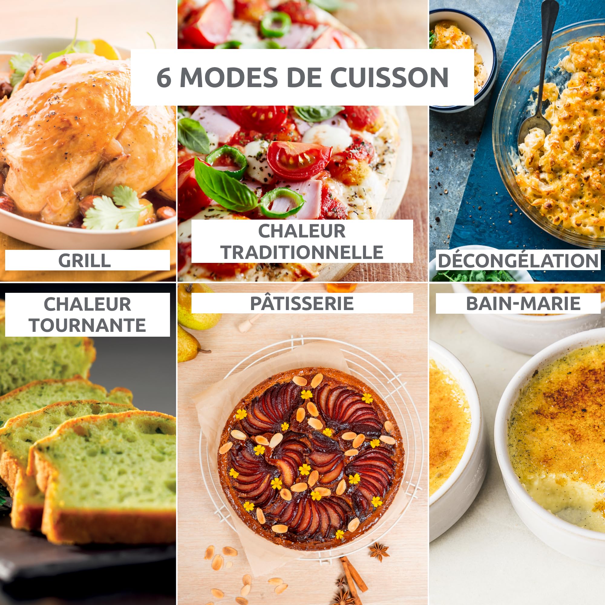 Moulinex Four posable 33 L, Chaleur tournante, Convection de pointe, 6 modes de cuisson, Thermostat réglable jusqu’à 240 °C, Timer 120 min, Grille réversible, Maniques silicone, Optimo Noir OX464811