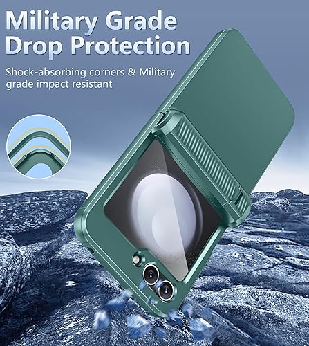 Miniatura 9 de FNTCASE Funda para Samsung Galaxy Z-Flip-5 Funda resistente a prueba de golpes para Samsung Flip 5 con función atril y clip para cinturón, cubierta