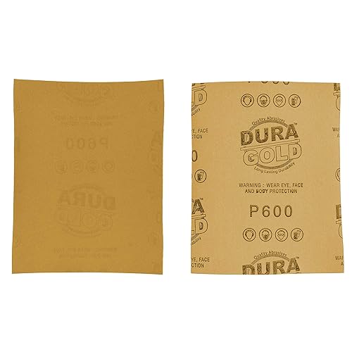 Miniatura 2 de Dura-Gold Hojas de papel de lija dorado de 14 de hoja de alta calidad, grano 600 (caja de 400)  Carpintería para muebles de madera, pintura
