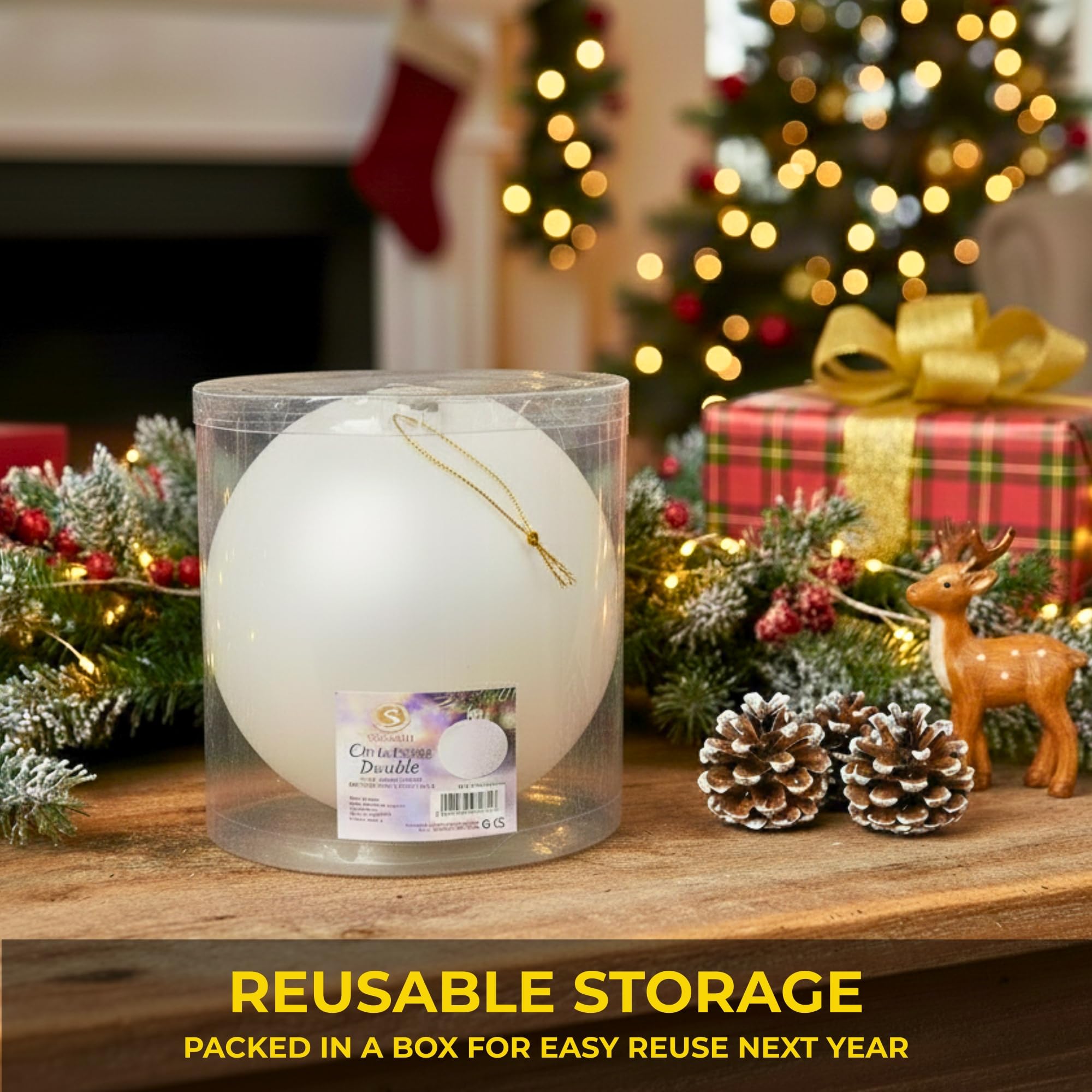 25 cm große, weiße Weihnachtskugel, PVC, bruchsicher, Mattes Finish, Weihnachtsdekoration, Festliche Weihnachtsbaum-Hängedekoration, rundes Ornament für Urlaub, Heimdekoration