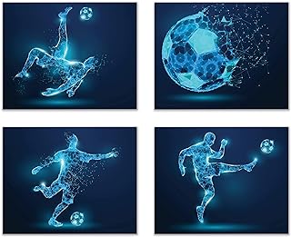 Soccer Wall Art Prints - Set of 4 (8x10) Unframed Soccer Posters - Soccer Room Decor For Men Kids Teenagers - Soccer Poster Set For Bedroom Man Cave - Soccer Wall Decor - Soccer Boys Bedroom Decor - X-Ray