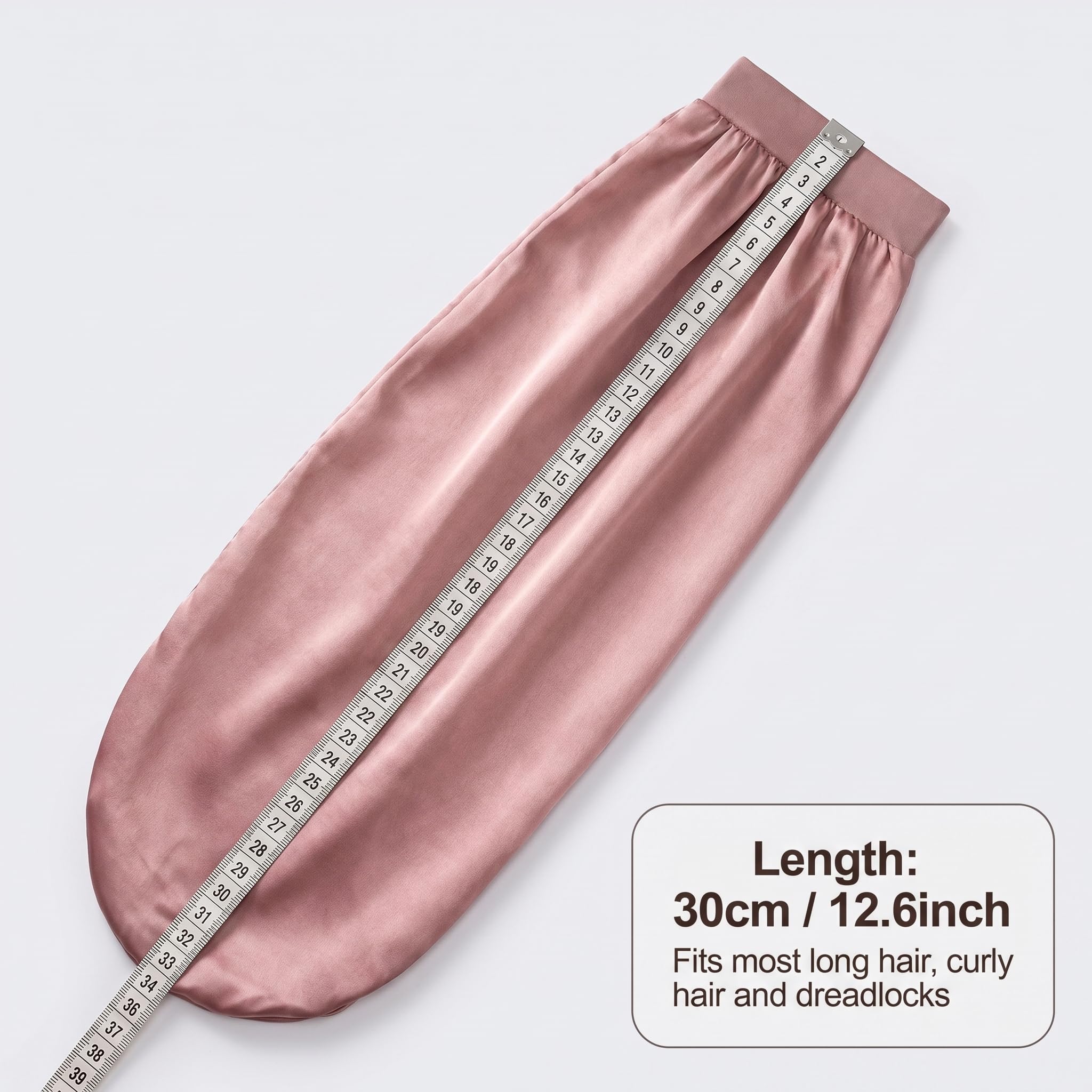 Gorro Seda Dormir Protege el Cabello, Adecuado para Cabello Largo Que llega hasta la Cintura 32×60cm (1 Unidad, Gris Elegante)