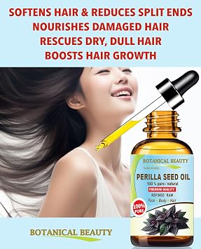 Botanical Beauty PERILLA SEED OIL 100% Pure Natural REFINED Cold-Pressed Carrier Oil for Face, Skin, Body, Hair, Lip, Nails. Rich in Omega 3, Alpha-Linolenic Acid. (1 Fl Oz 30 ml)