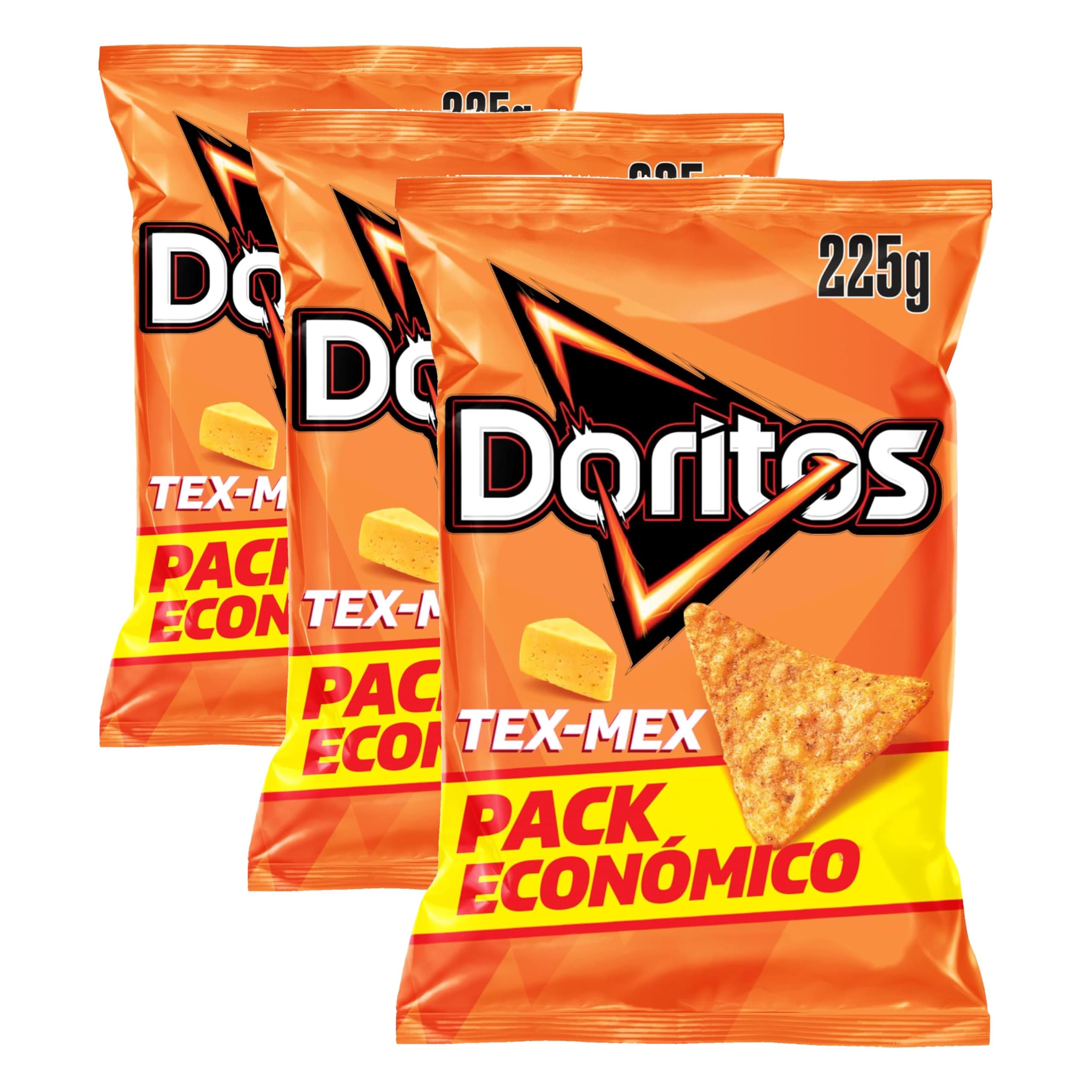 Doritos Tex Mex, Nachos con sabor a queso, Producto de Aperitivo, bolsa familiar, 225 gr (Paquete de 3) oferta Amazon
