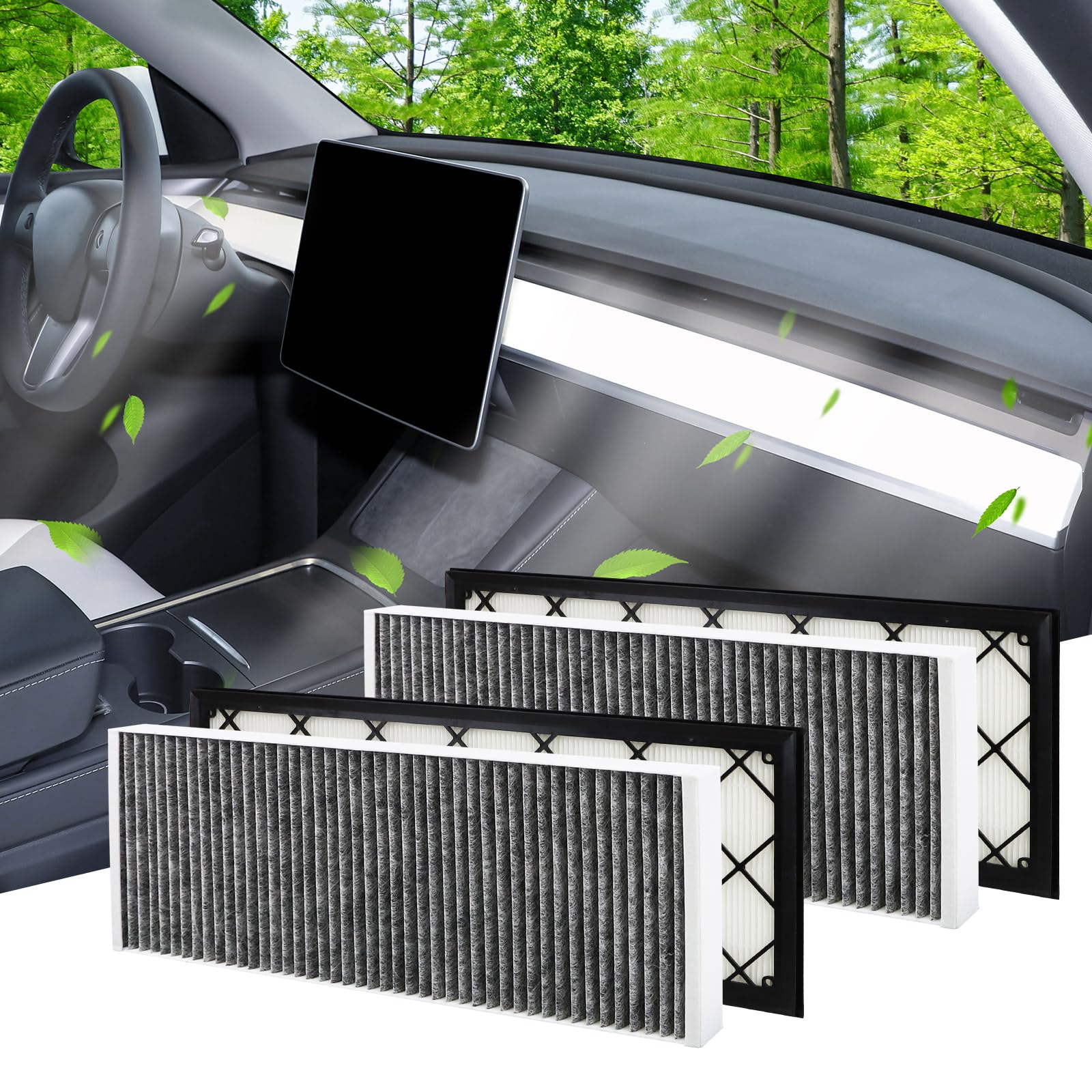 Filtros de aire de cabina HEPA Tesla Model Y accesorios de repuesto 2020 a 2025 8