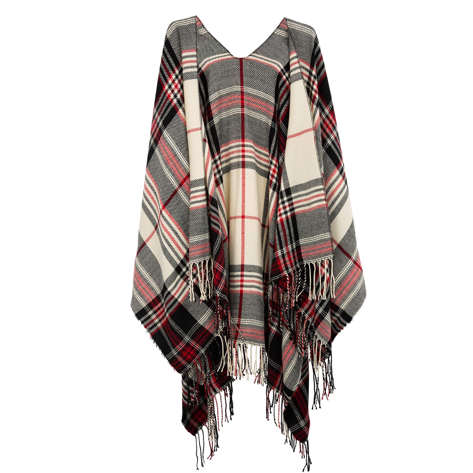 Surblue Elegant Shawl Scarf Classic Plaid Open Front Oversized Soft for Women