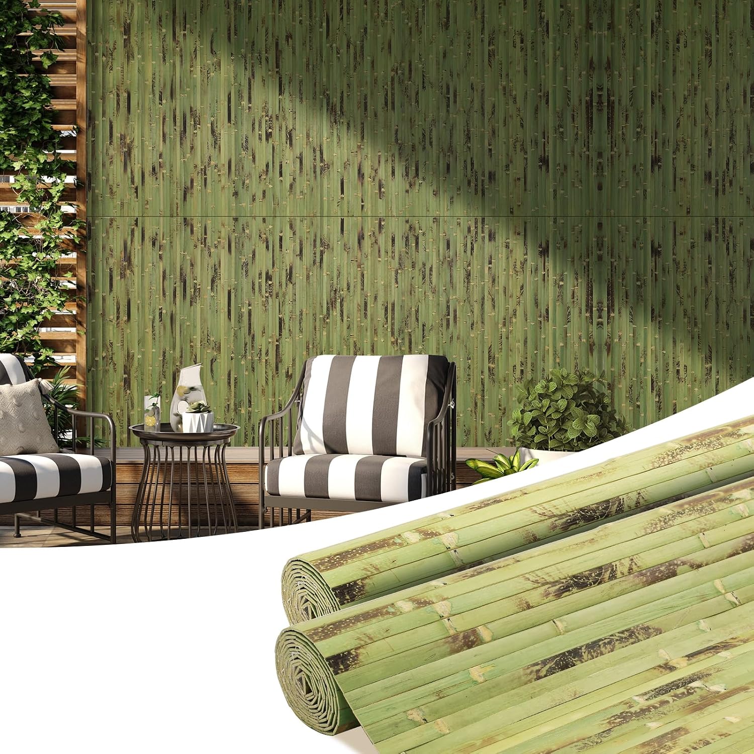OUZUGIE 2 Pack 96x48 Inch Natural Bamboo Wall Panel
