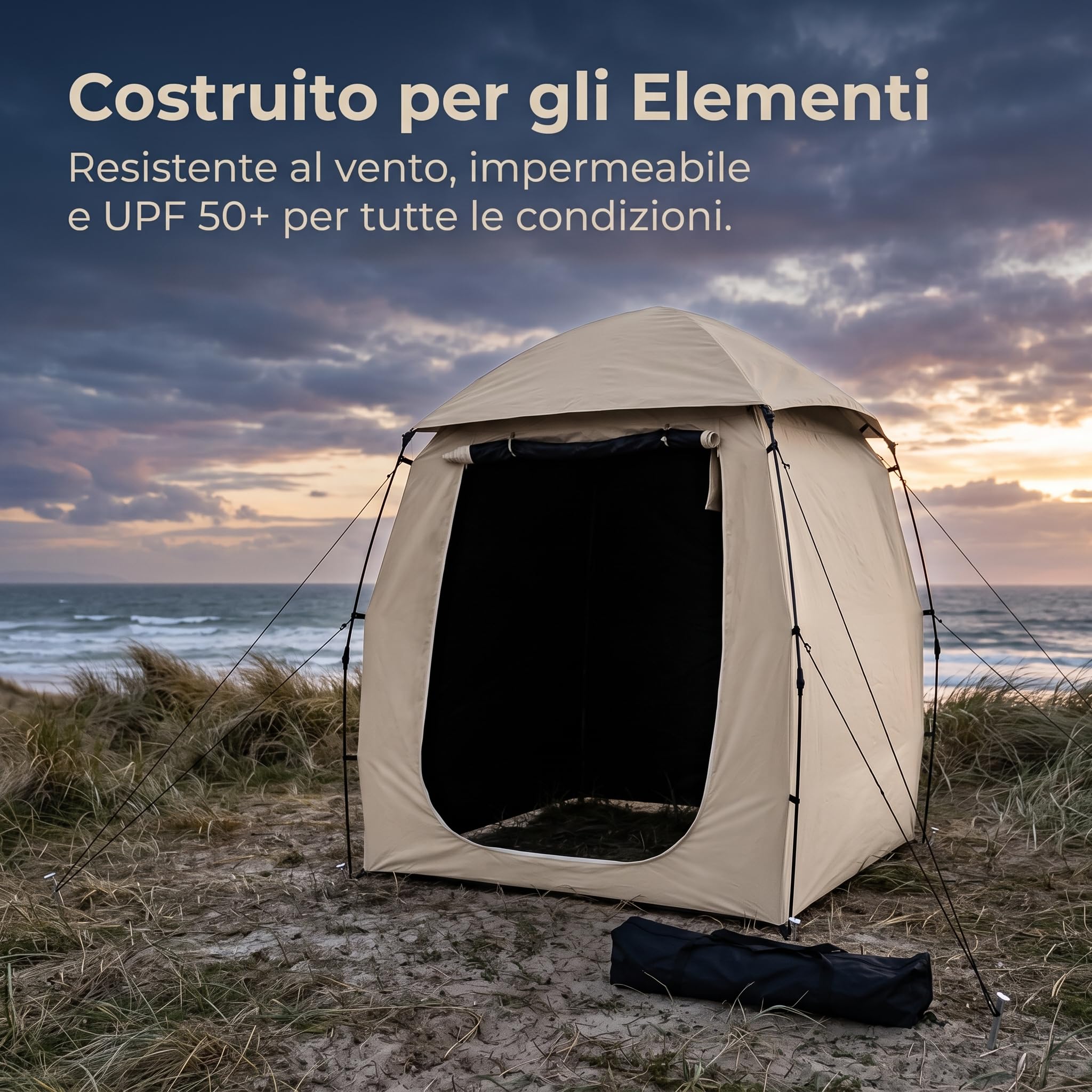 Doccia Up Portatile per Privacy, Impermeabile e Anti, per Campeggio e Attività all'Aperto, Cachi, Con telaio in fibra di vetro e porta a U, aggiornato con colla nera ispessita, Beige