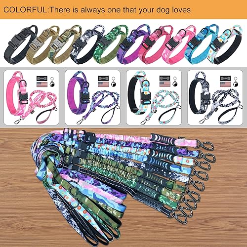 Miniatura 5 de Hotsky collar táctico para perros medianos y grandes, ajustable, resistente y de nailon, para entrenamiento militar, con asa y hebilla de metal, con