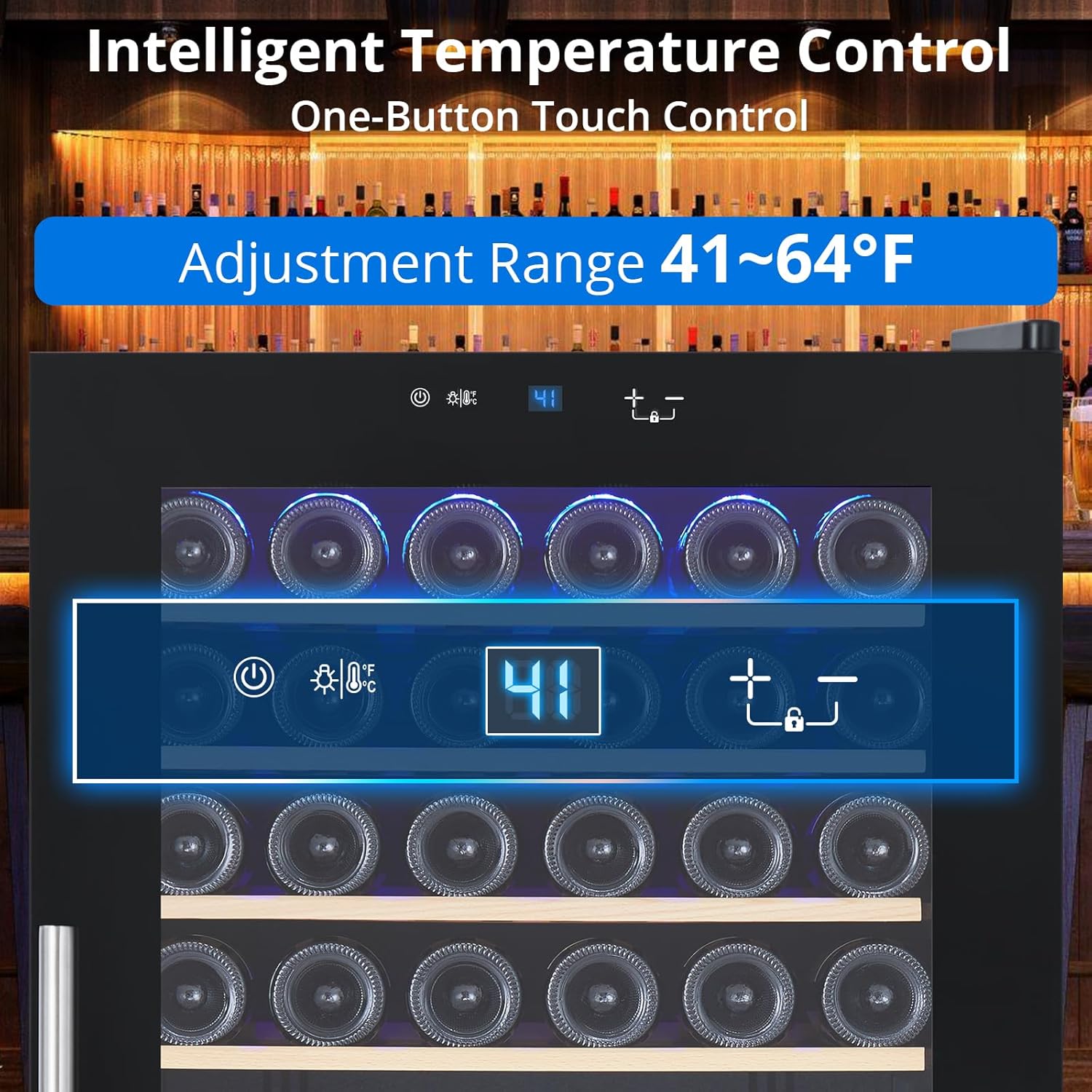 JC-52 18 Bottle Dual Zone Wine Cooler | Metal & Stainless Steel Wine Refrigerator | Freestanding Wine Cabinet for Home Use (Iron + Stainless Steel Construction)